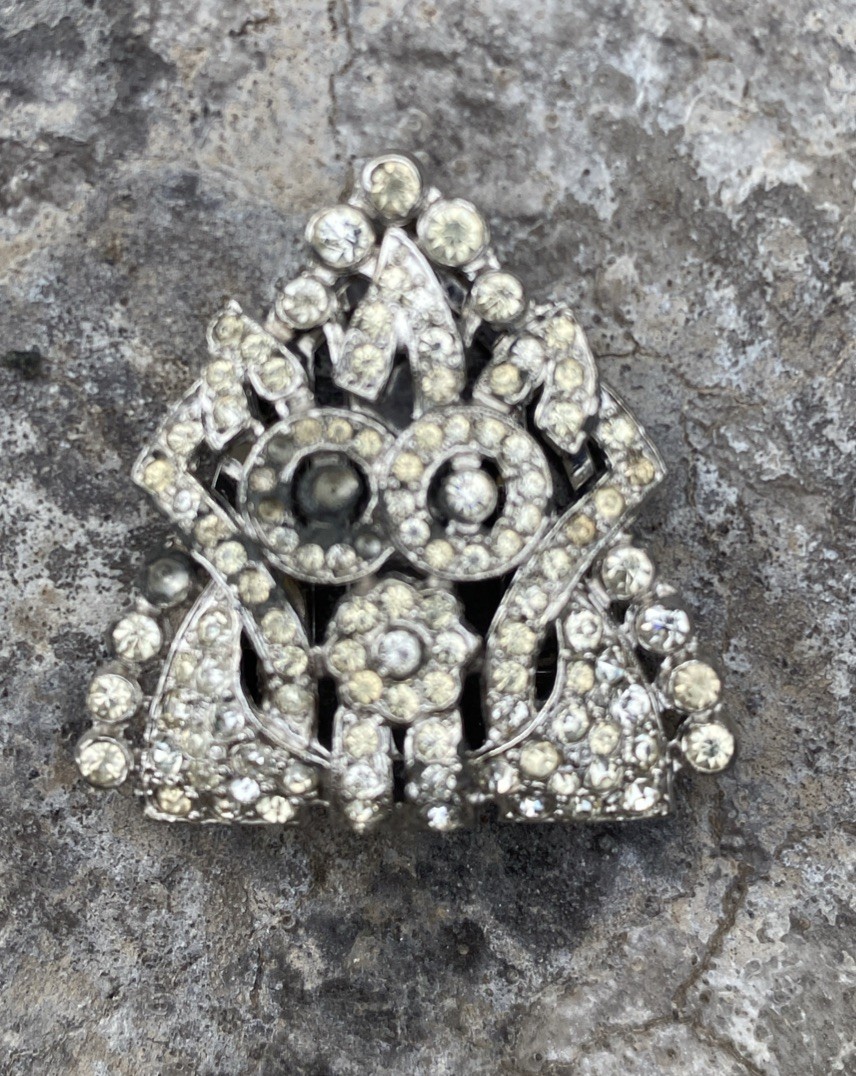 Vintage Art Deco CLIP MATES Patented Rhinestone Dress Coat Trifari