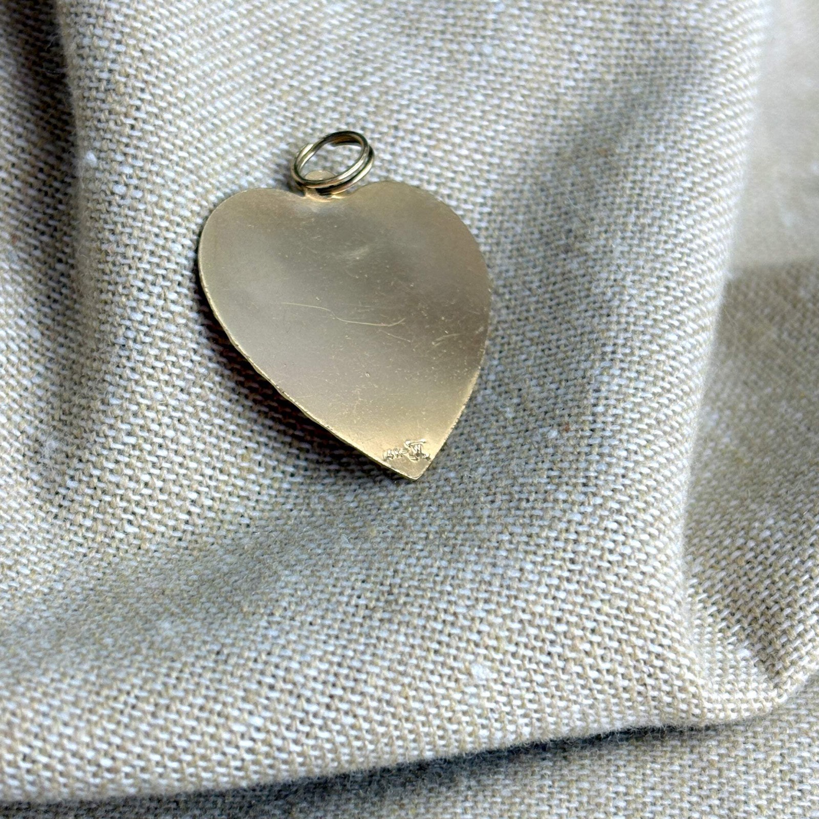 1960s 14K Happy Birthday heart charm – pink and green stones – 3.37 gms
