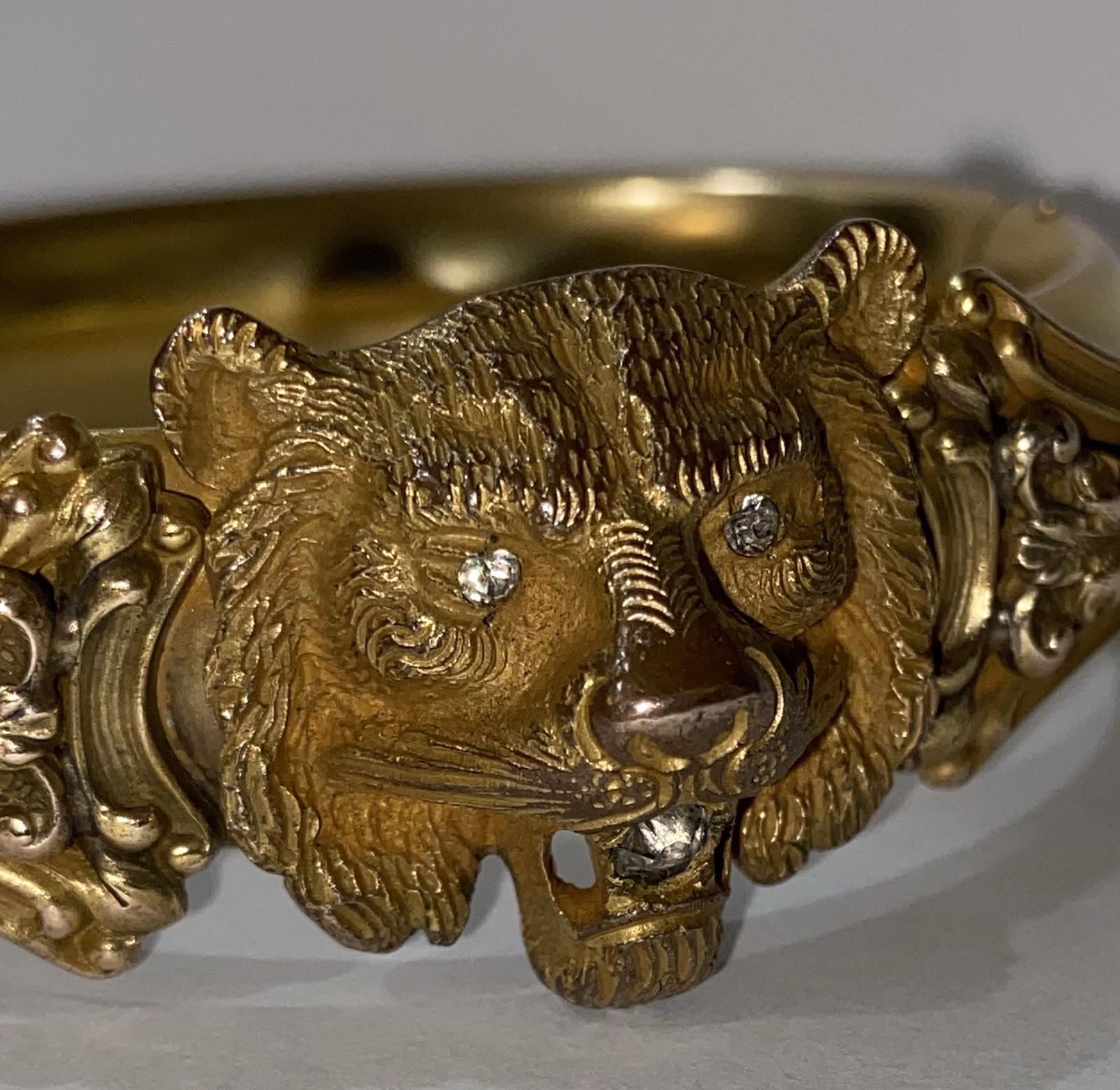 PROVIDENCE STOCK CO. CA. 1908 LION’S HEAD VICTORIAN GOLD FILLED BRACELET-7”WRIST