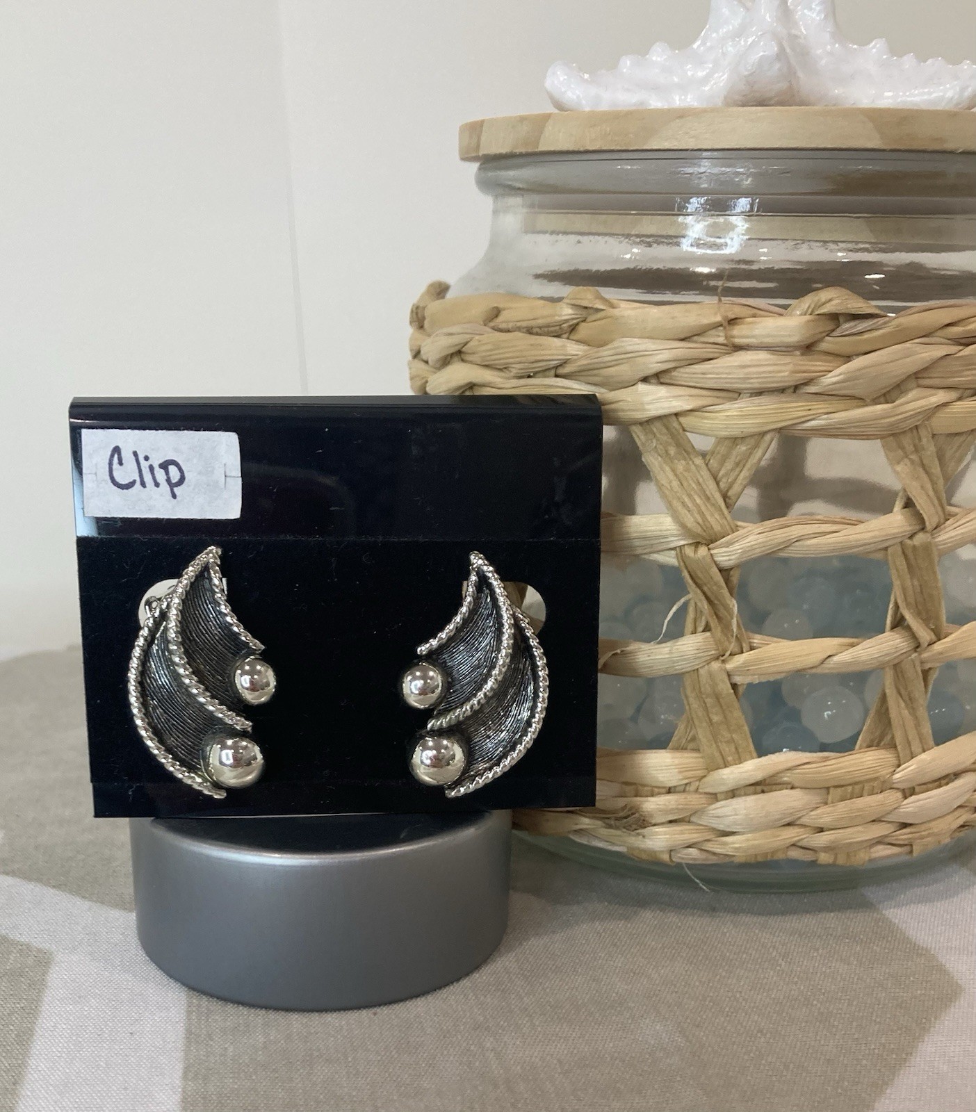 Vintage Signed BSK Silver Tone Clip-On Scroll Earrings – Approximately 1/2” Long