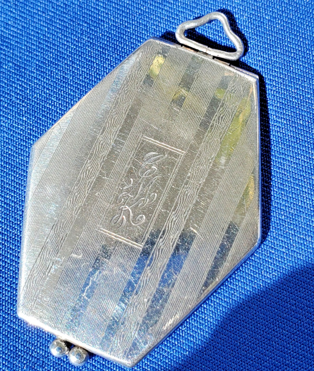 ORIGINAL Antique Deco STERLING SILVER 925 Pendant Vintage Hexagon Lozenge Locket