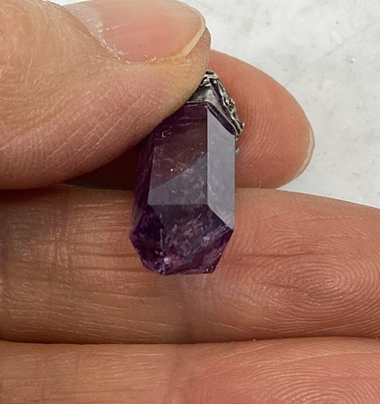 Vintage Sterling Silver Amethyst Rock Crystal Pendant