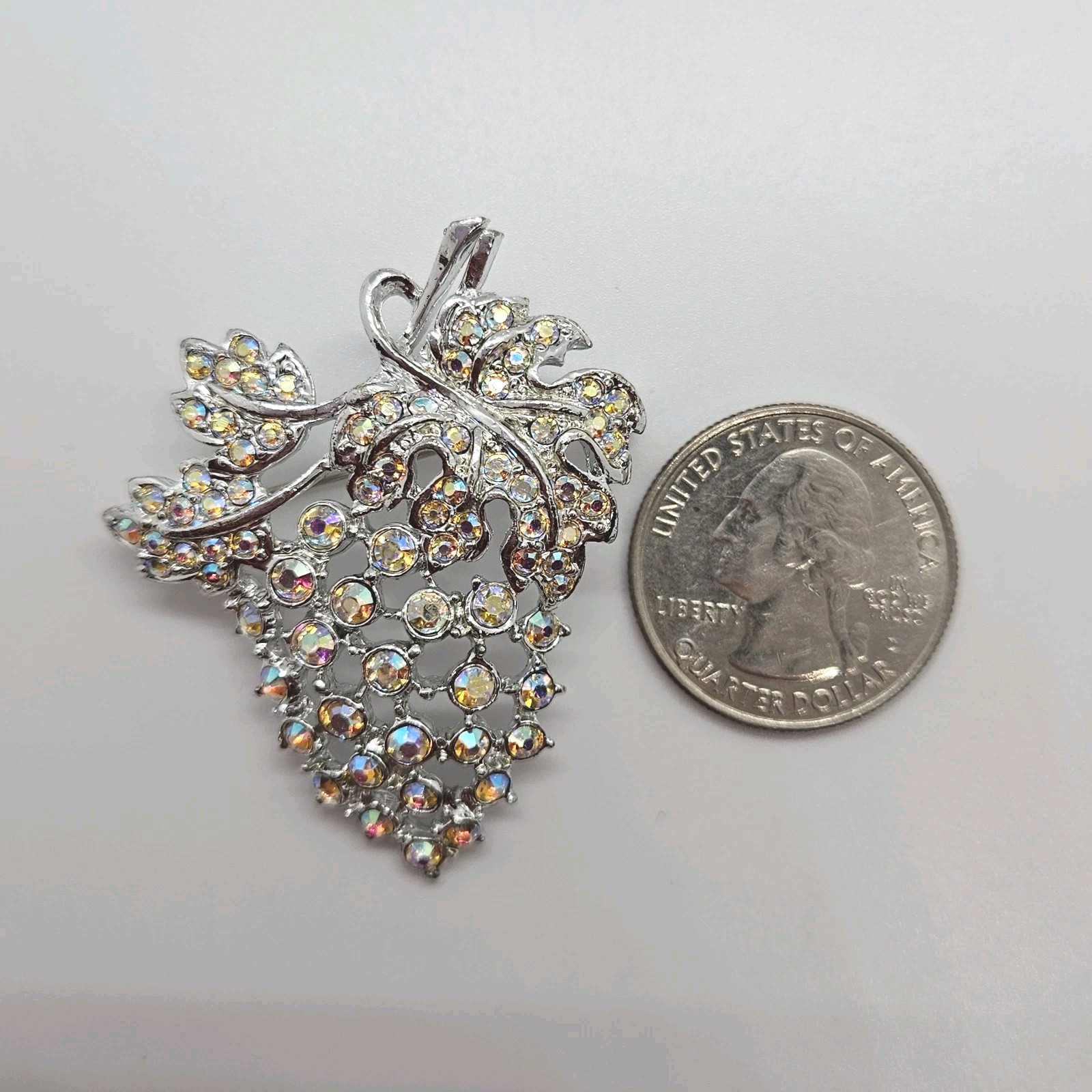 Vtg AB Aurora Borealis Bunch of Grapes Brooch Extreme Sparkle!