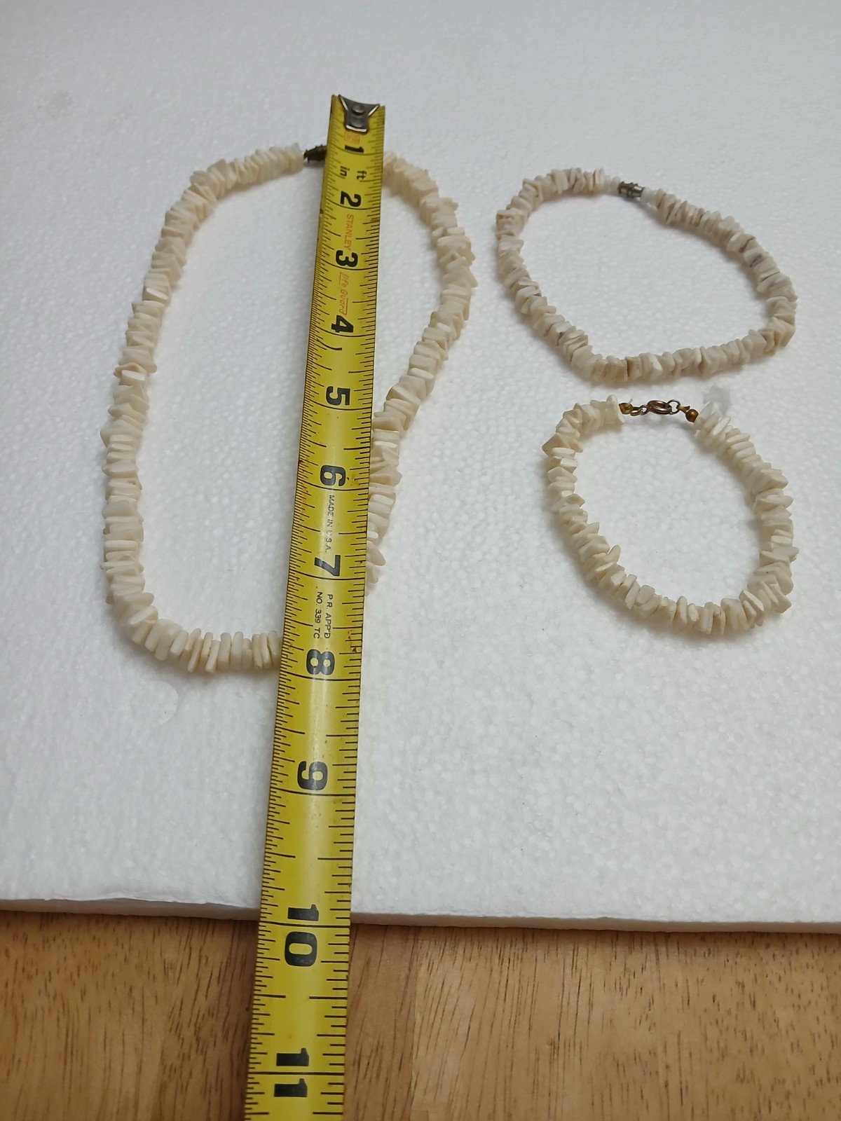 Puka Shell Chips Necklace 3 Pc Statement Necklace, Wrist & Ankle Bracelets