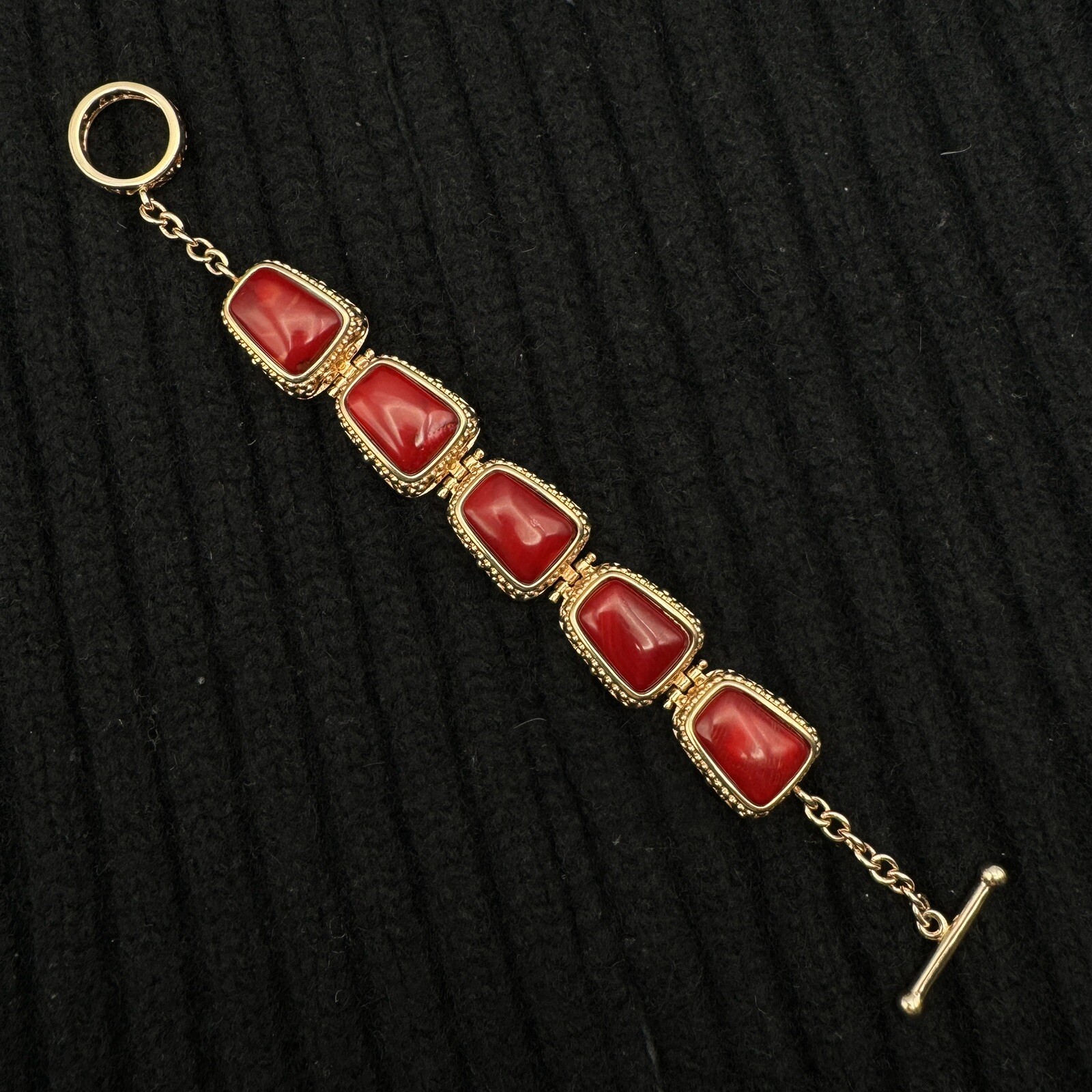 Vintage Sterling Natural Red Coral Bracelet Rose Gold Plated BBJ JZ China 925
