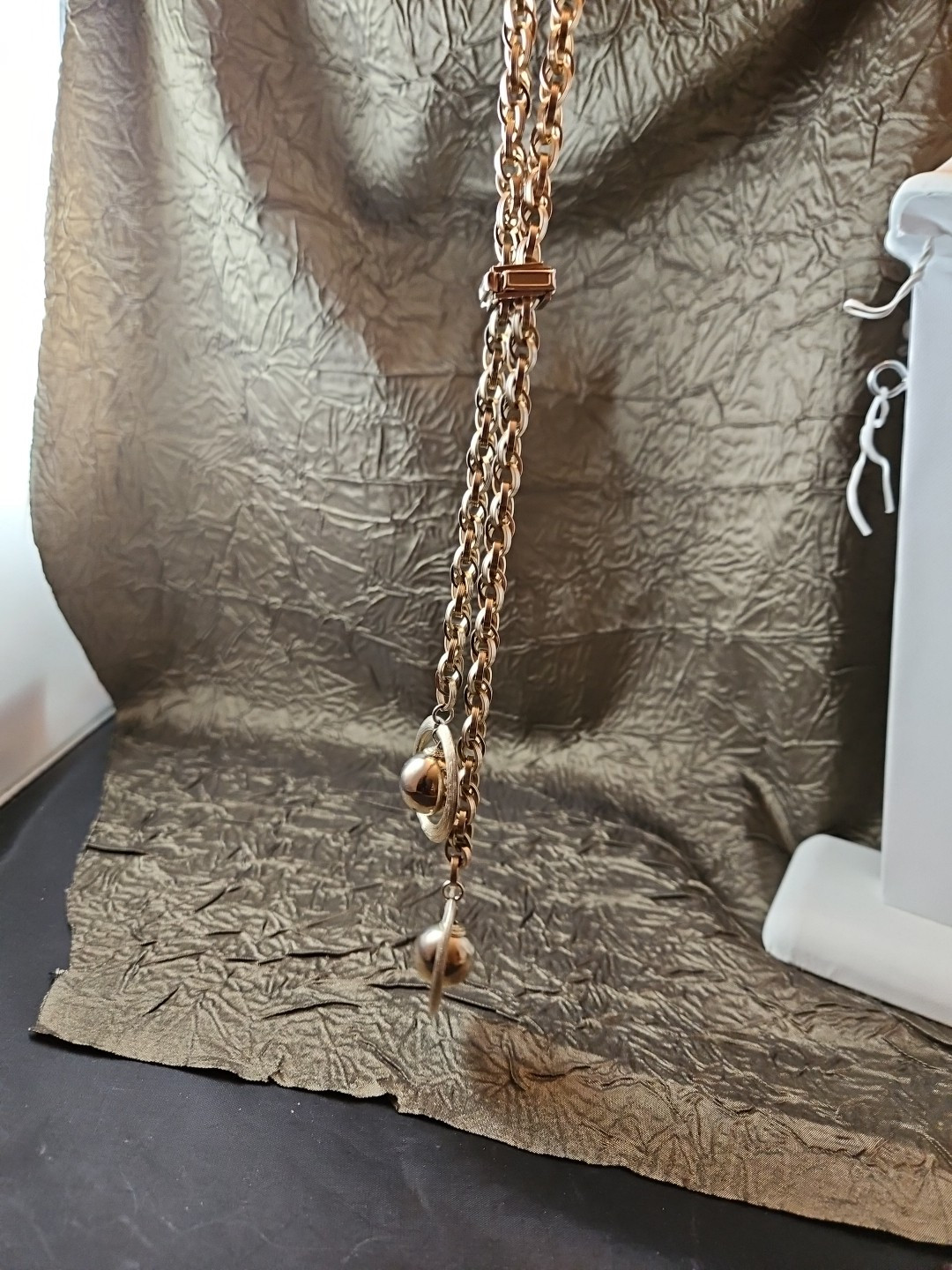 BOLERO LARIATE SLIDE NECKLACE Tassles of Orbitting Planets Mid-Century MCM 50s