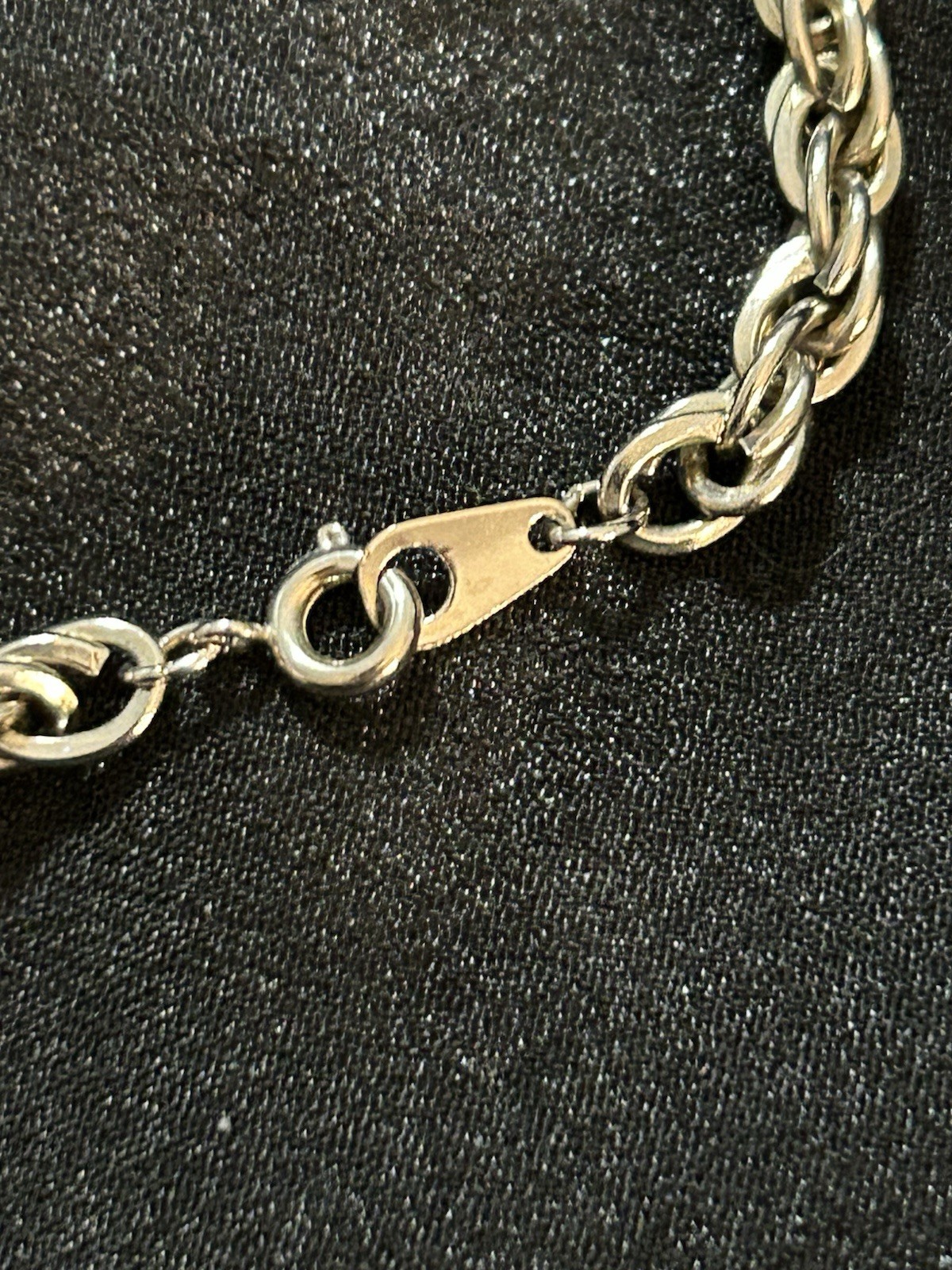 Vintage Silver Tone Chunky Rope Chain Bracelet Sister Hook Clasp Steel Base