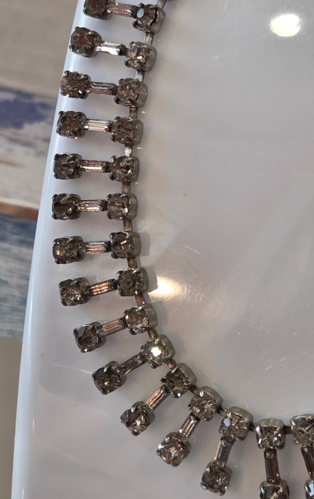 VINTAGE-RETRO STUNNING 1950’s Rhinestone Cocktail Icy Drip Necklace 16 in