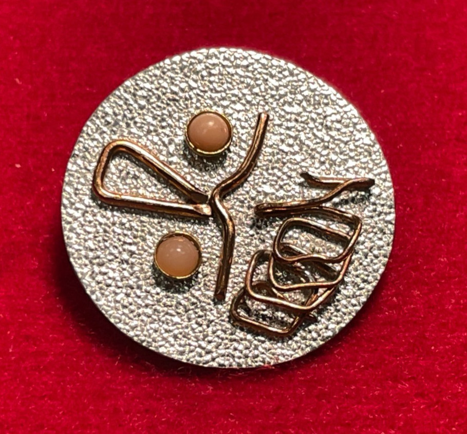 Lot of 2 Vintage Mid-Century Modernist Artisan Brooches – Includes “NERD”