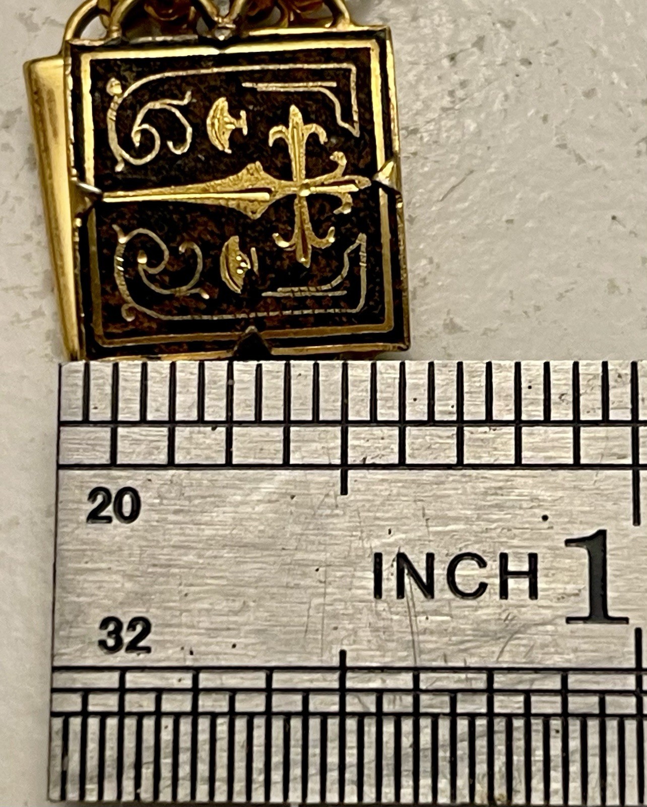 Vtg Damascene Toledo Spain Buildings Horse Solider Link Bracelet Gold Plated 7”