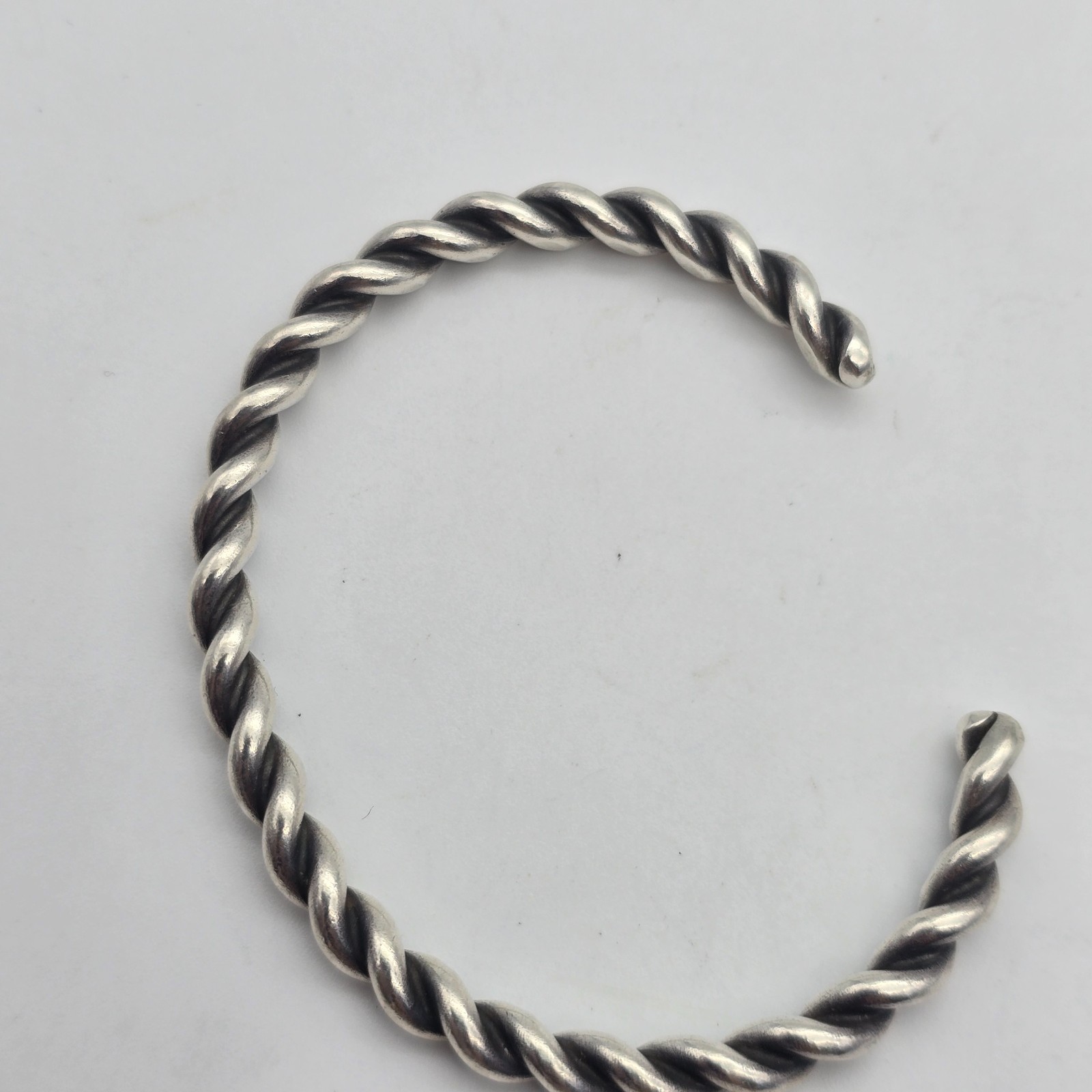 VTG Southwest Twist Wire Cord – 5 mm Sterling Silver Cuff Bangle Bracelet: 6.45″