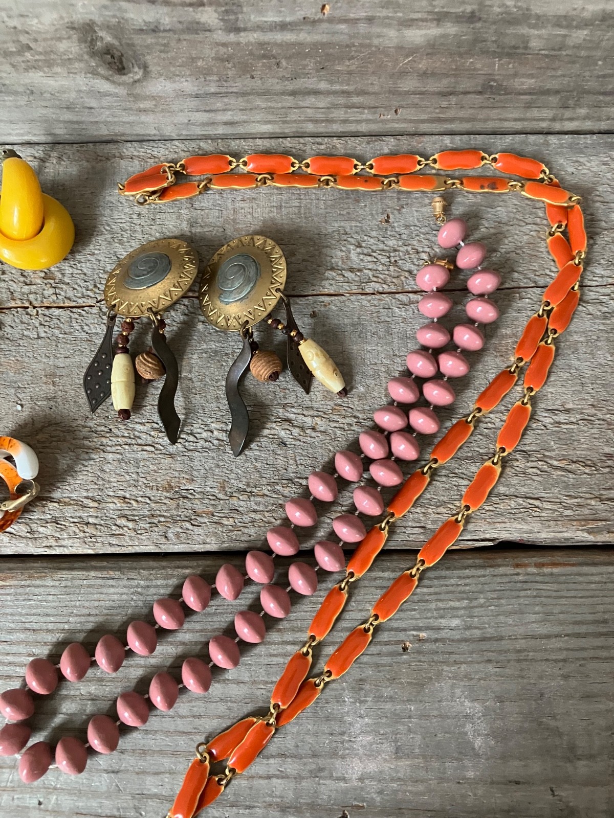 Costume Estate Jewelry Lot Enamel Lucite 1980s 1990s Necklace Bracelet Earrings