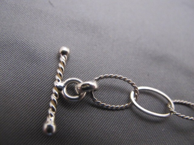 Fine Light OVAL LINK STERLING BRACELET-7 7/8 Inch-Toggle Closure-Marked SU-NR