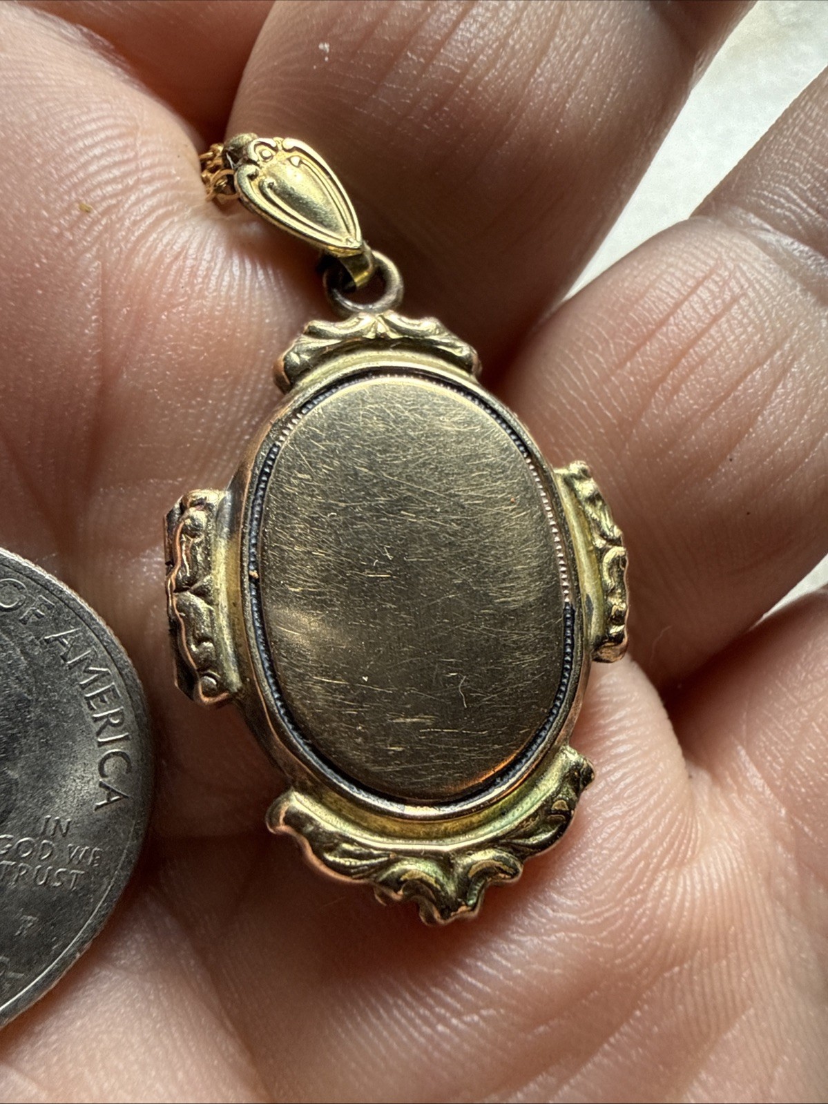 Necklace Locket Victorian 100 Years Old Gold Filled Vintage 17” Gold Fill Chain