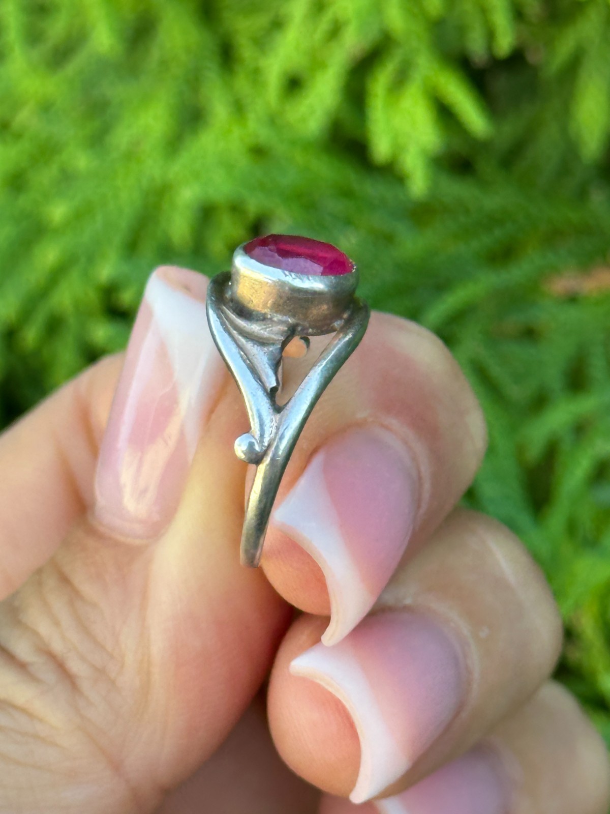 USSR Ring Woman Silver 925 Vintage Jewellery corundum (ruby) – 17.5mm