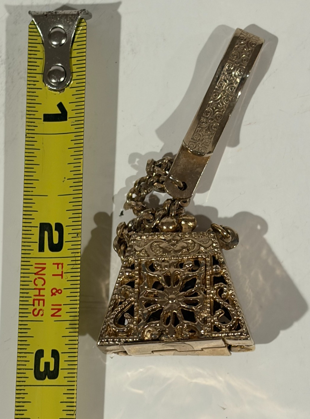 Vintage Rhinestone Purse Perfume Brooch Vinaigrette Purse Shape Gold Tone