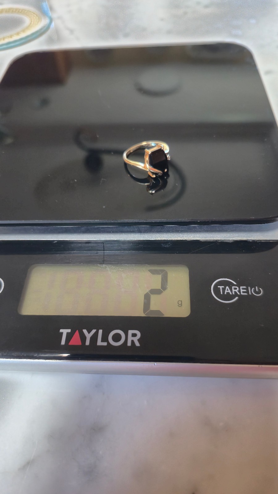 10K Yellow Gold Marked PSCO Onyx and Diamond Ring – Size 6.25, Weighs 2 Grams