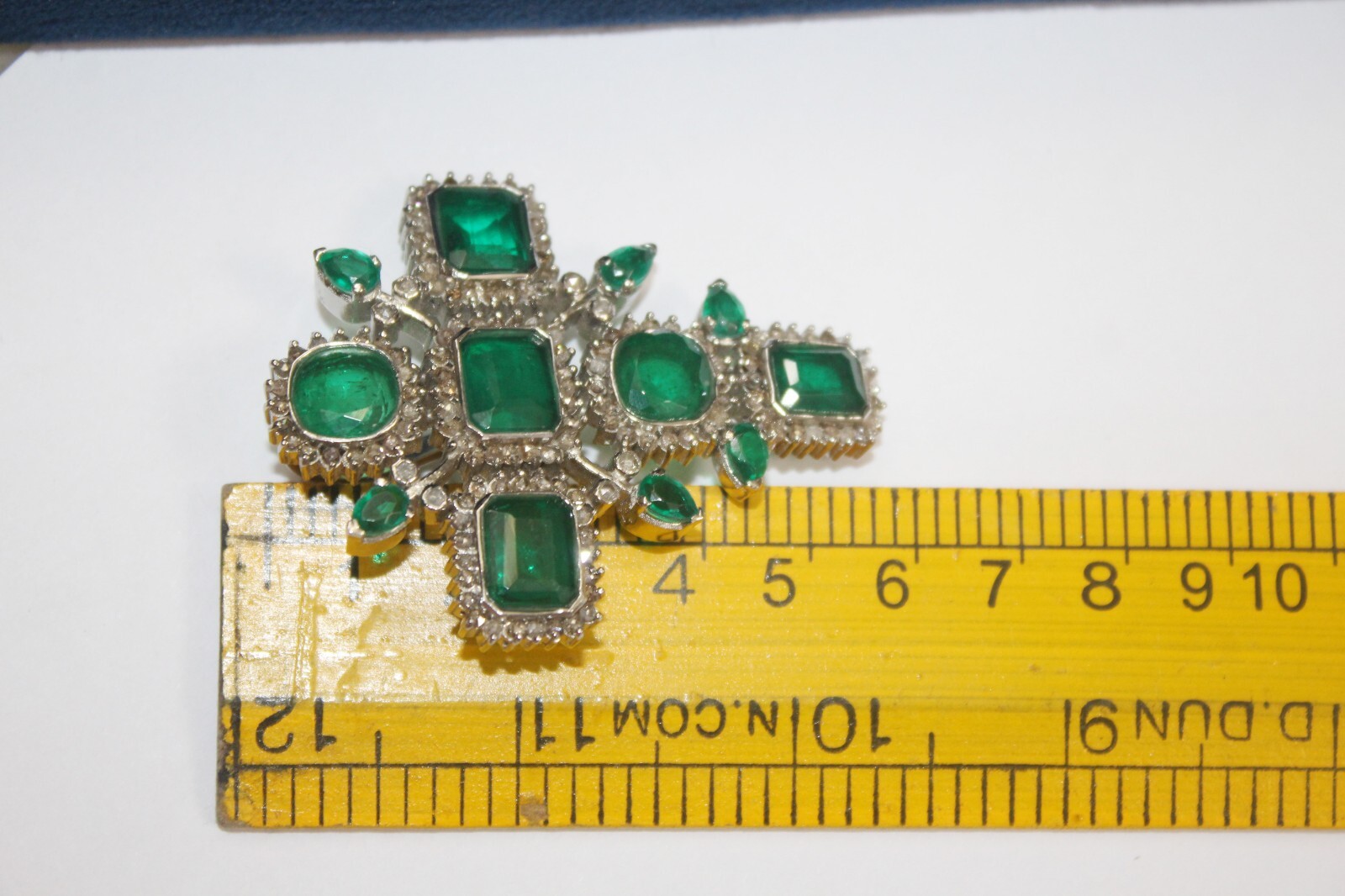 4.50ct Rose Cut Diamond Victorian 925 Sterling Silver Emerald Cross Pendant