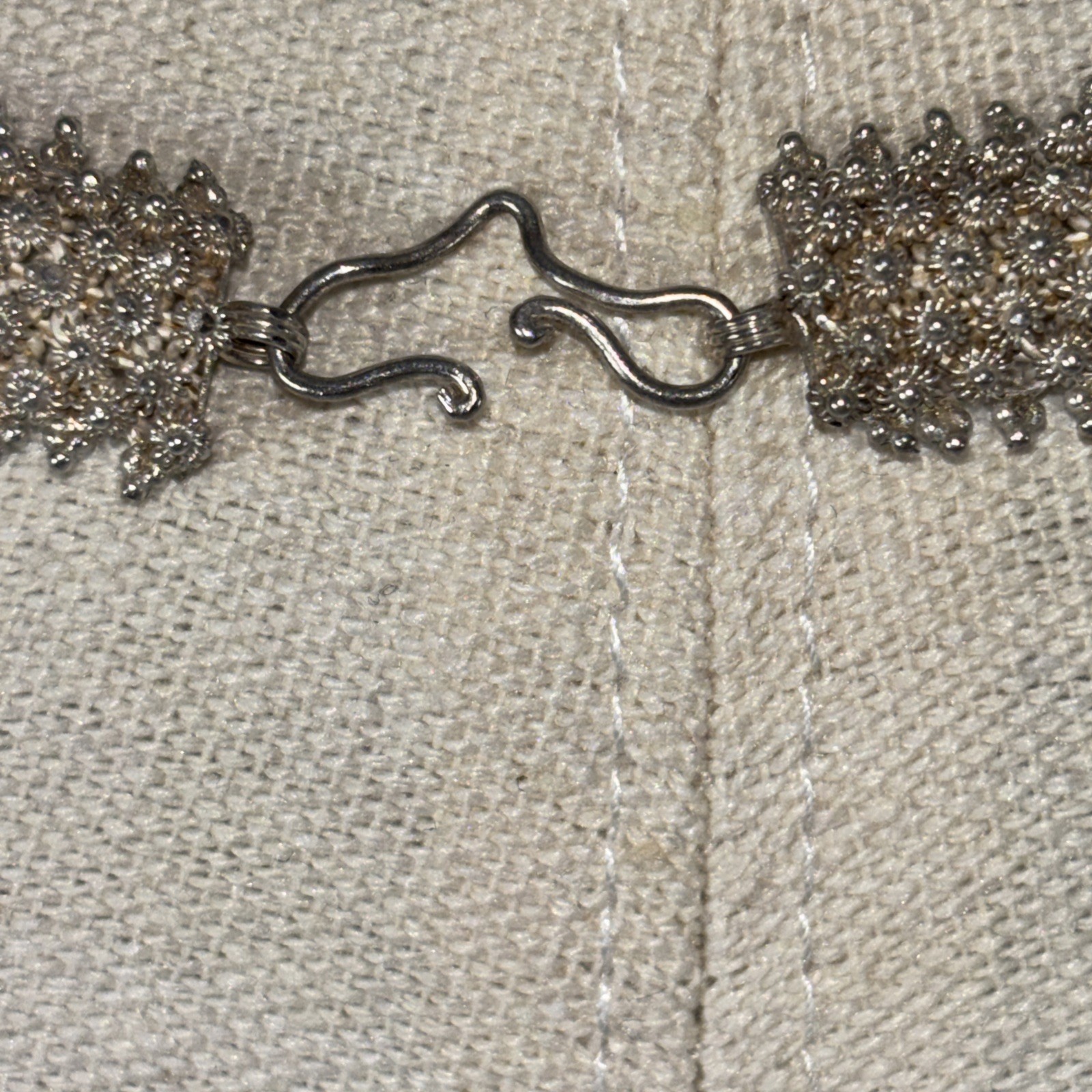 Vintage Sterling Silver Flower Cannetille Choker Necklace 16”