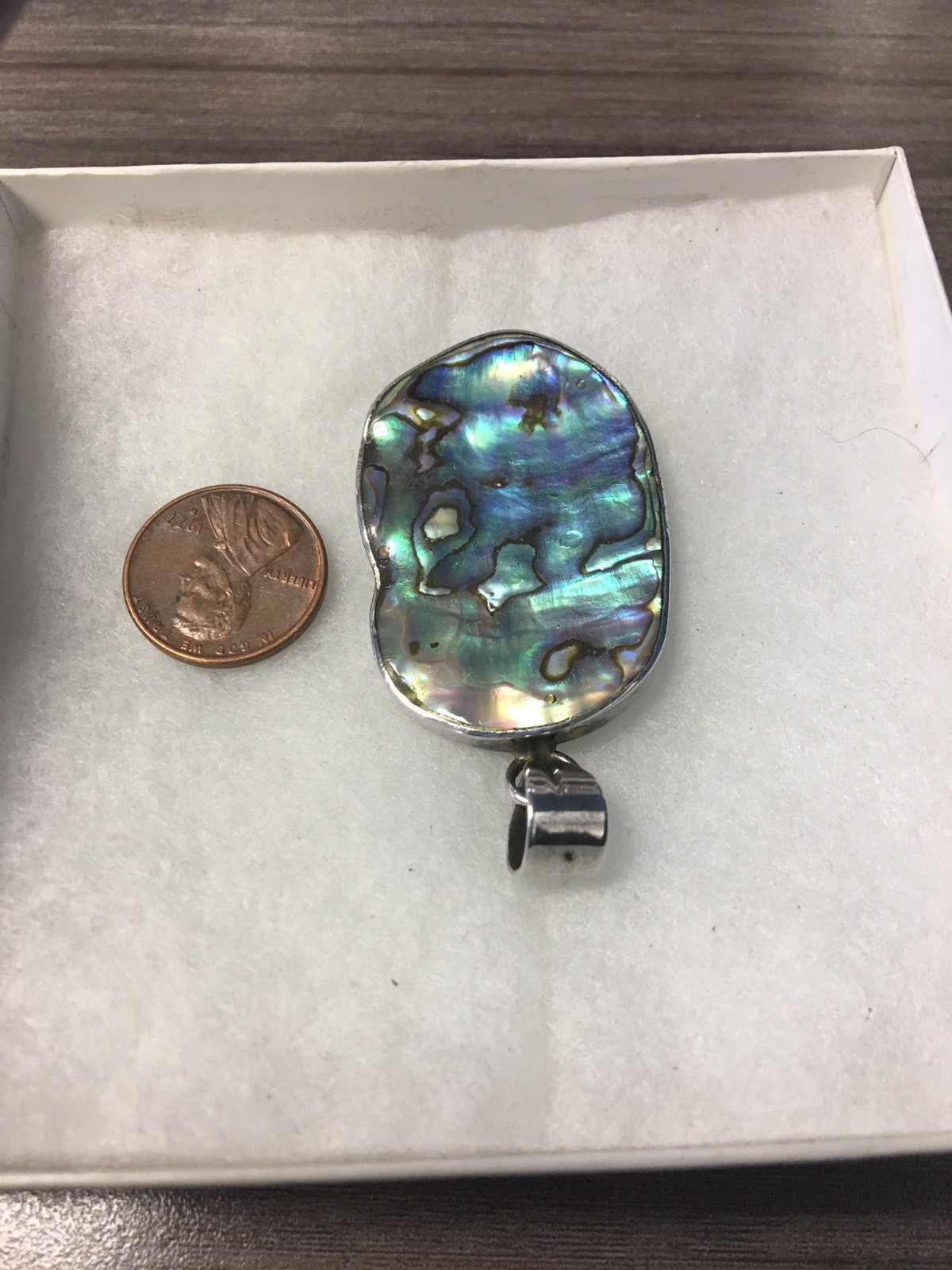 Abalone Pendant Sterling Silver 925 Auction Finds 702