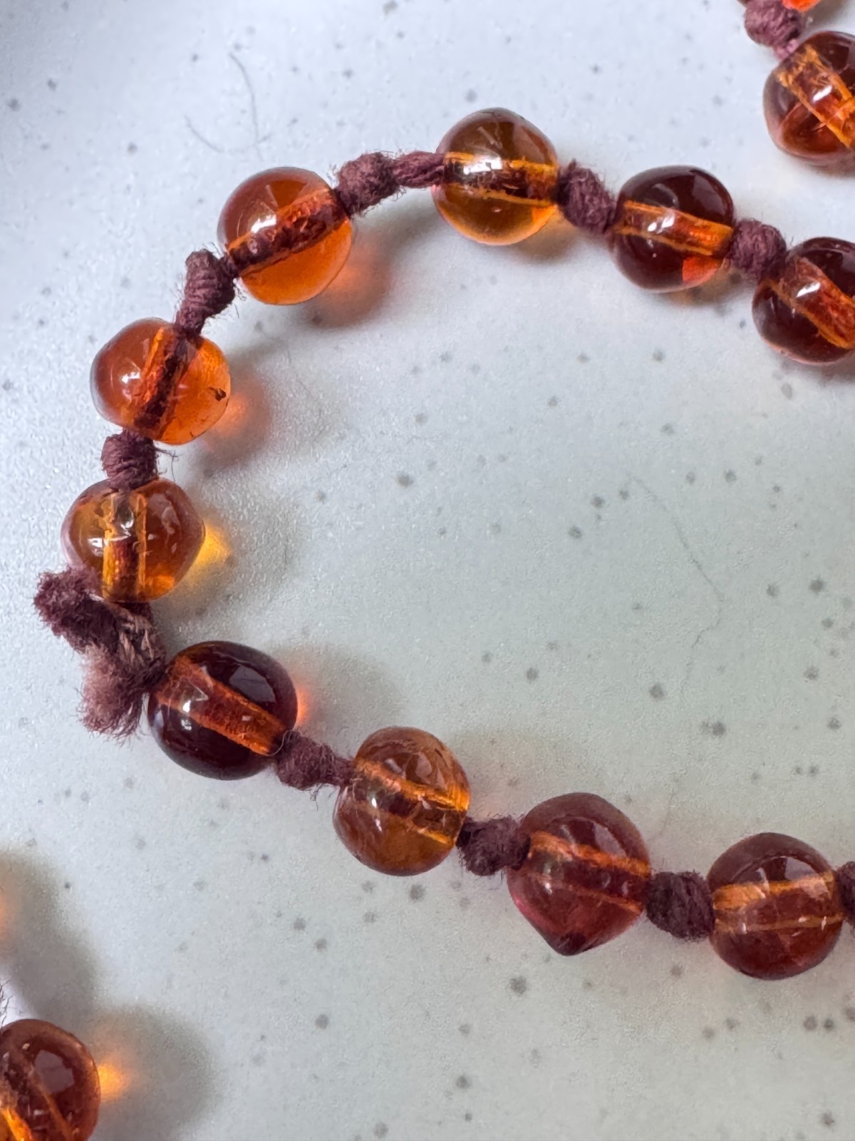 Vintage ART DECO Graduated Bead FAUX Amber Necklace, Czech Glass, Hand knot, 32”