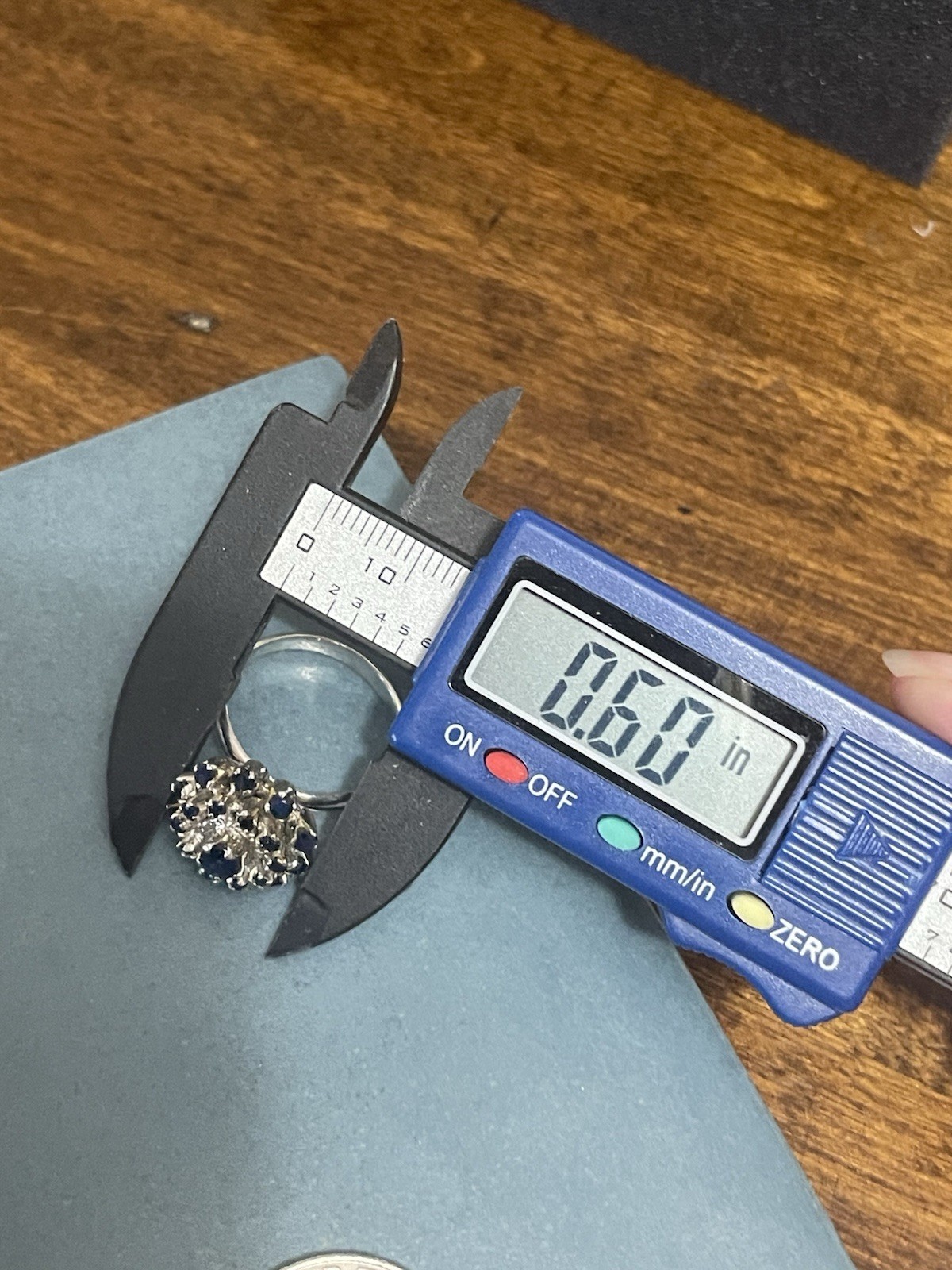 Ring Sterling Silver Sapphire Cluster/Dome Deep Blue Vintage Floral Size 7.25