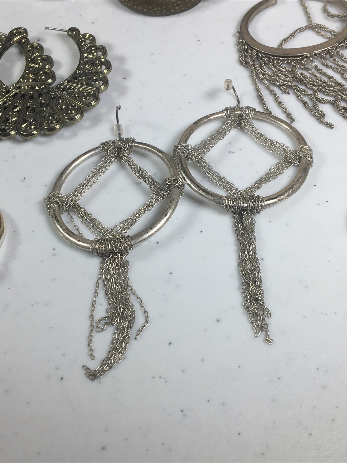 Lot of 11 Pairs Assorted Earrings Hop Metallic Different Styles, Shapes Colors