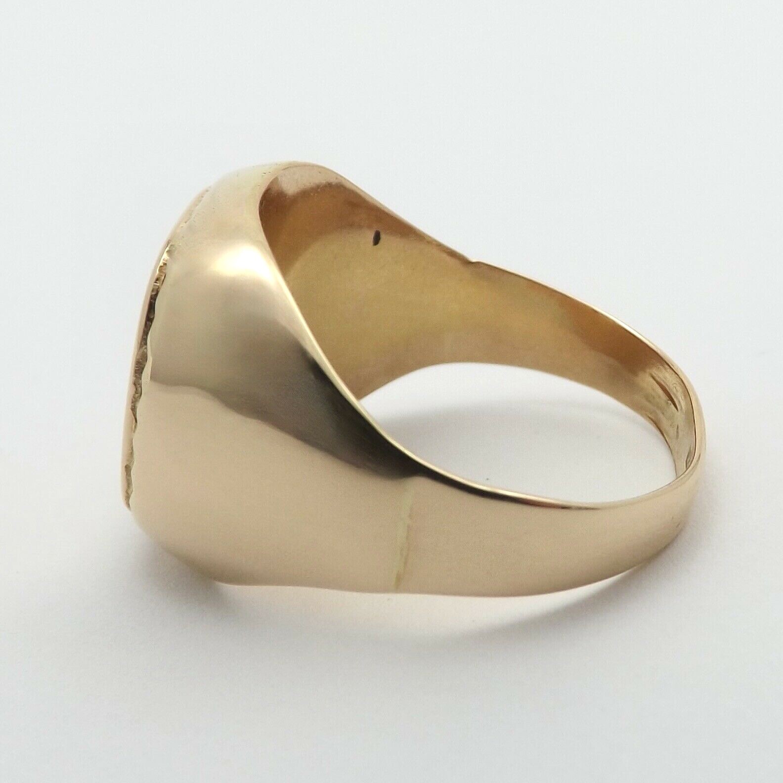 Solid 18k Rose Gold Initial Letter Signet Men Ring Vintage Engravable sz11 Italy