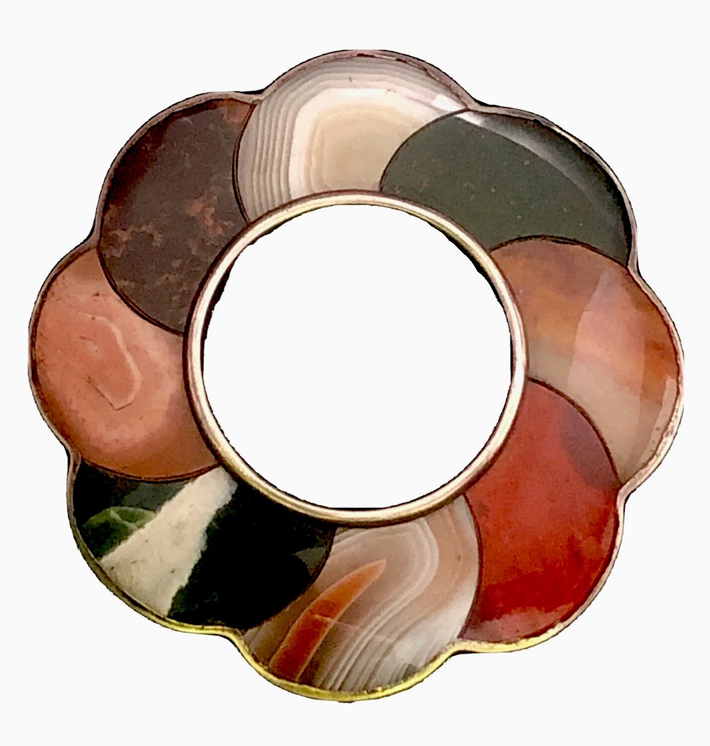 Victorian Scottish Bloodstone Agate Sterling Silver Brooch Pin 2”