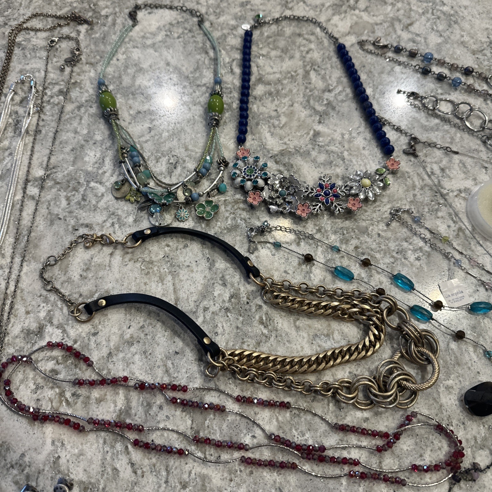 VTG TO NOW ESTATE JEWELRY LOT OF 40+ Pieces Lia Sophia Designer Gaudy Y2K