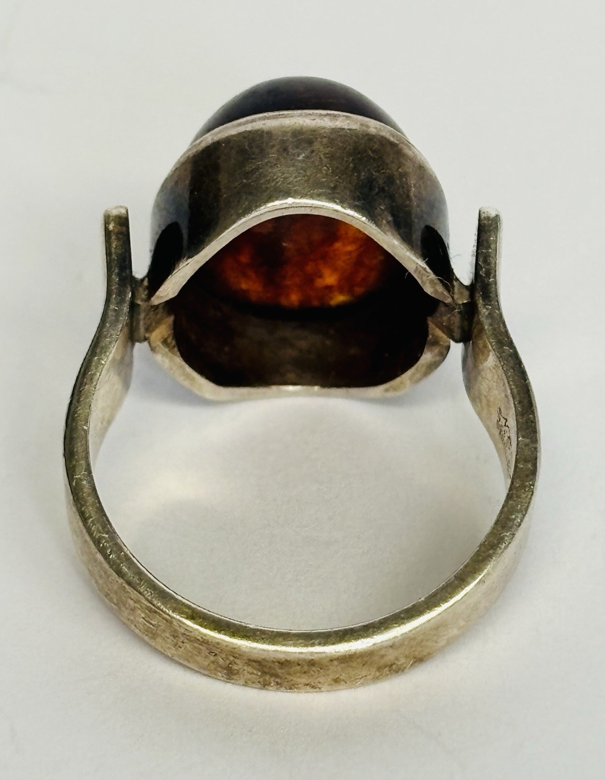 Neils Erik From Sterling Silver Modernist Amber Ring Denmark Size 5.75