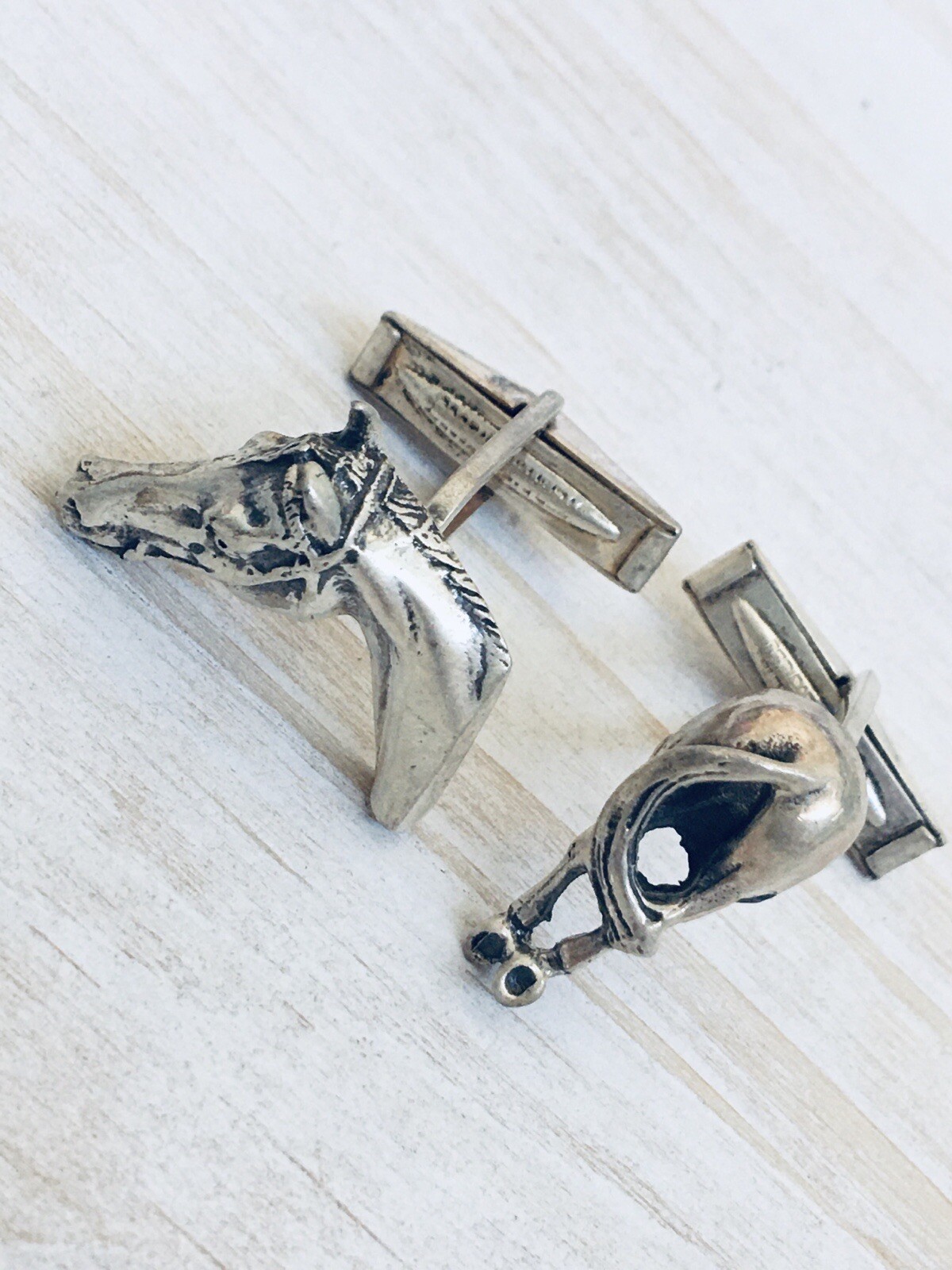 Horse Head & Tail Cufflinks 925 STERLING Silver Western Unique VTG Father’s Gift