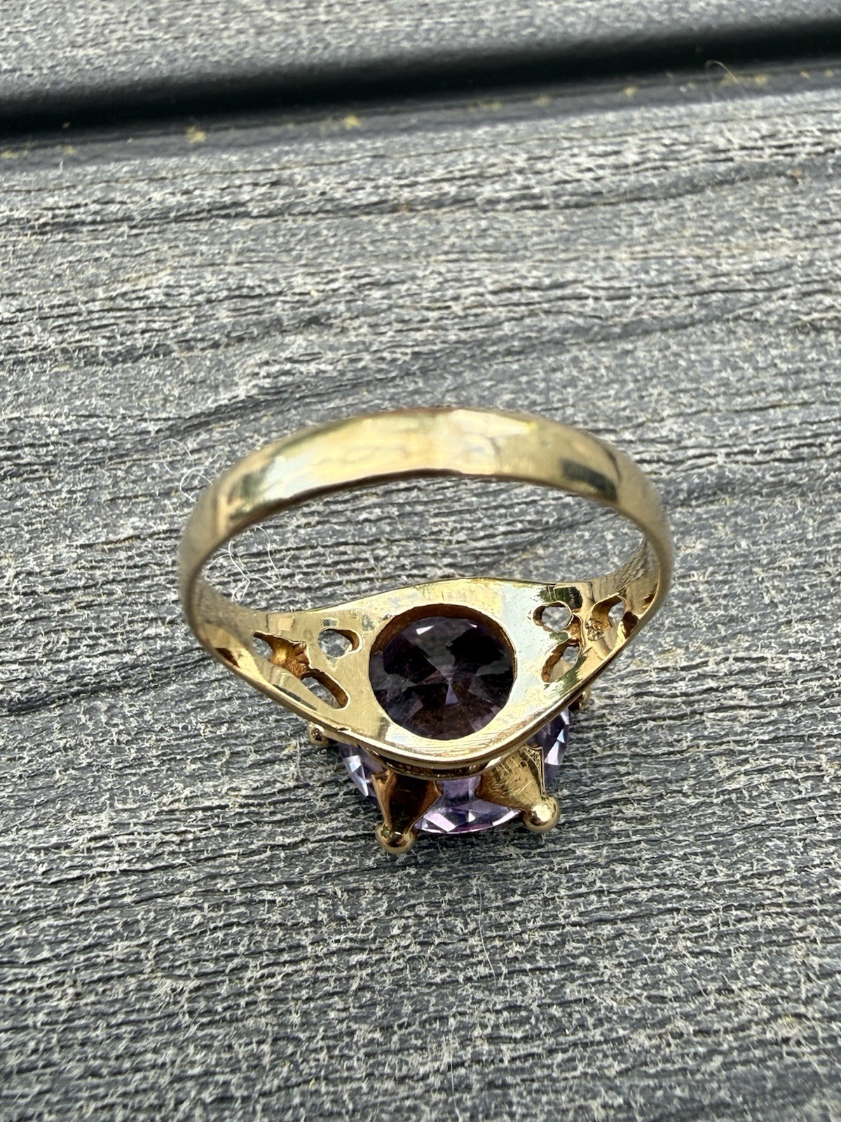Vintage 14k Yellow Gold 4Ct+ Synthetic Color Change Sapphire Cocktail Ring Sz 7