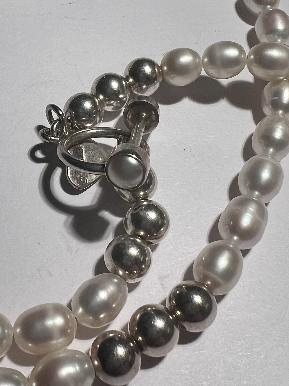 Harlene Korey Kalibre Sterling Freshwater Pearl Necklace Crystal Pendant