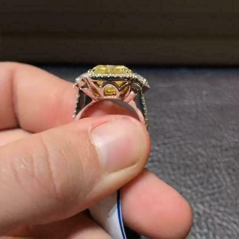 4.10 Ct Canary Diamond Art Deco Antique Vintage Engagement Ring 925 Silver