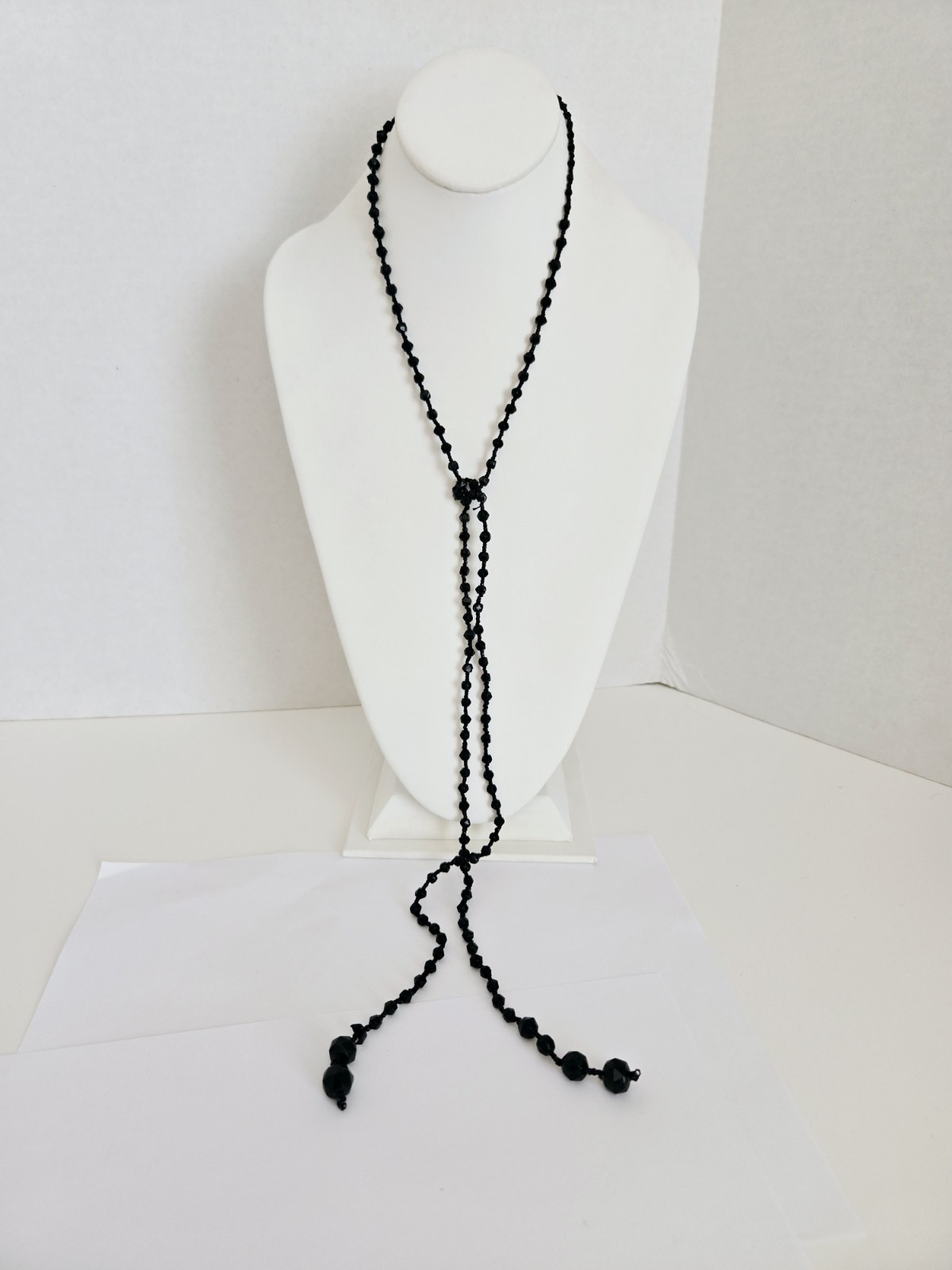 Lot of 9 Vintage Black Glass Faceted Beads Necklaces Different Styles & Sizes