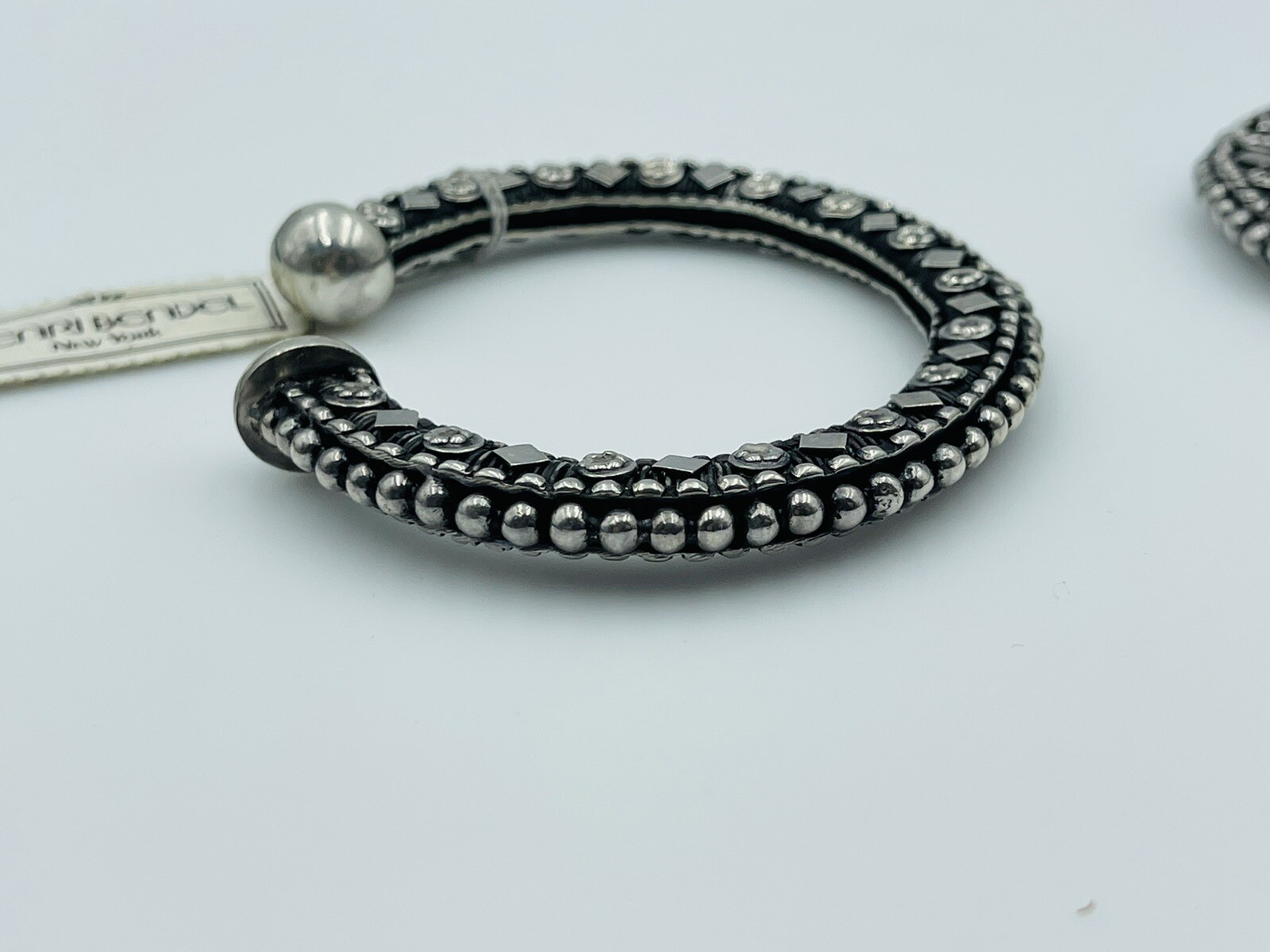 Henri Bendel Rare Pair Heavy Solid Sterling Silver Tribal Cuff Bracelets 158g