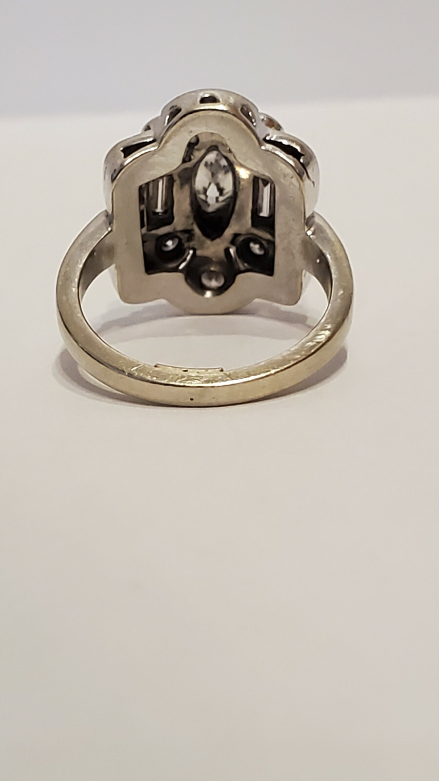 Antique Diamond Shield Ring Art Deco Wedding Ring or Right Hand Ring