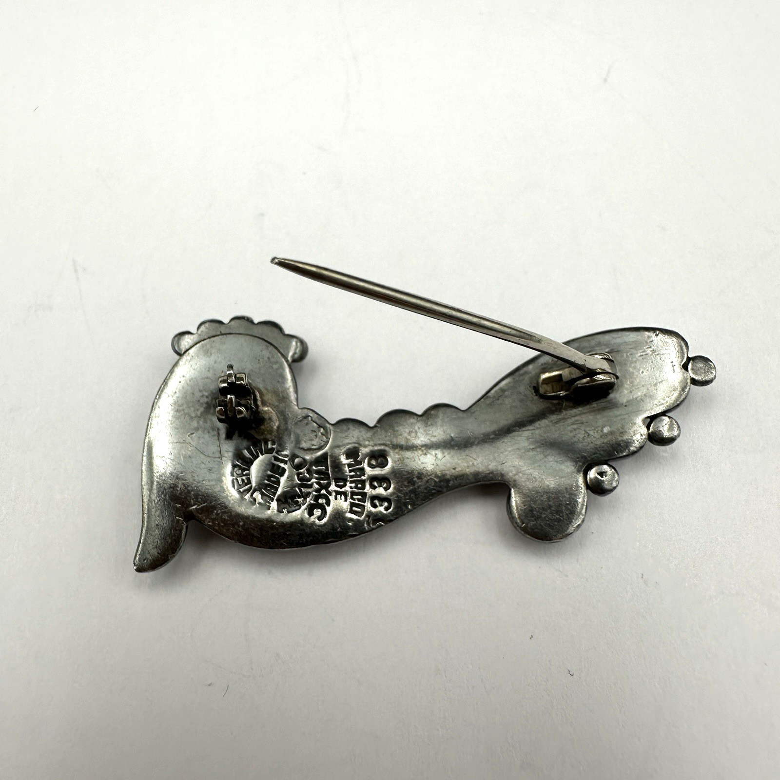 Vintage Margot De Taxco Sterling Brooch Signed #5338 Bird Fish Mermaid
