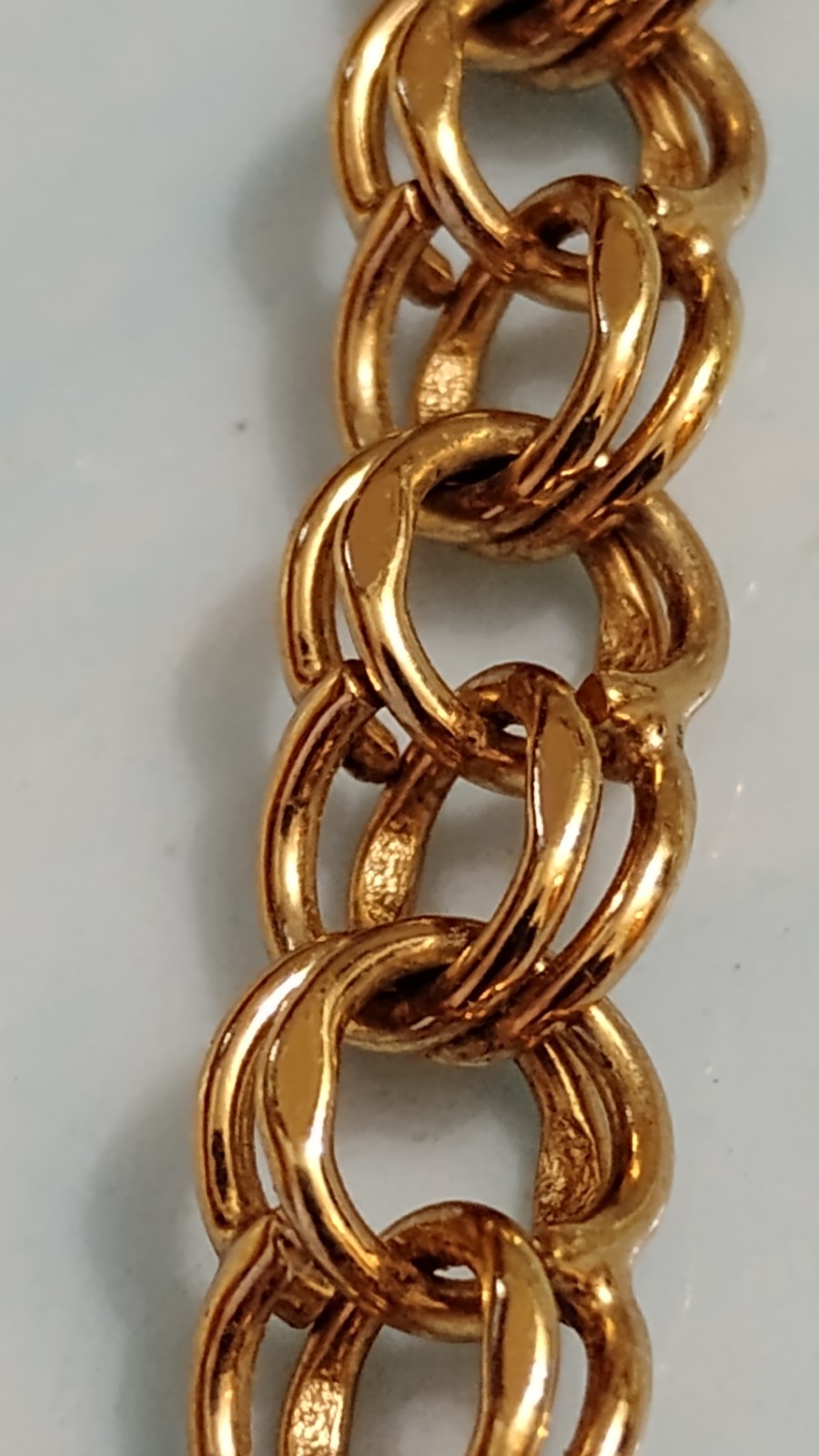 Vtg Signed Monet Chain Necklace & Double Link Bracelet Set Gold Tone