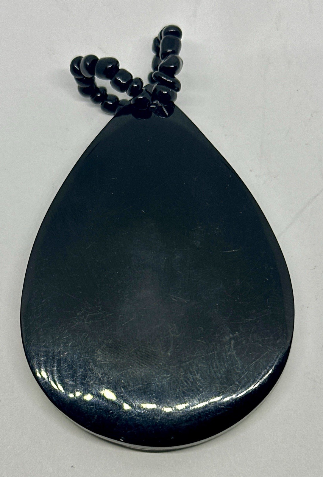 Mother of Pearl Abalone Inlay Pendant Black Seed Bead Large Pendant Only