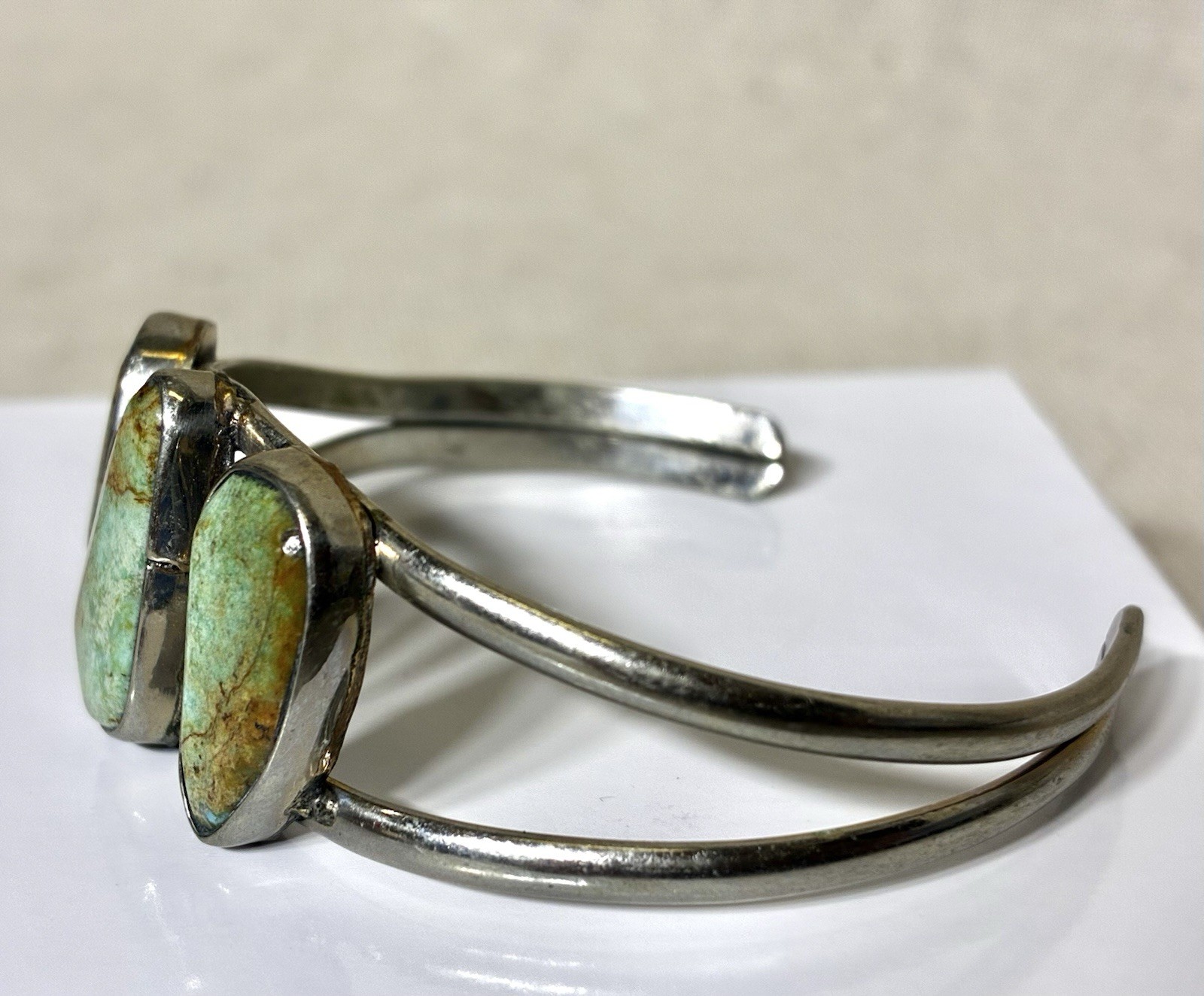 Alpaca Mexico Silver Cuff Bracelet Turquoise Adjustable