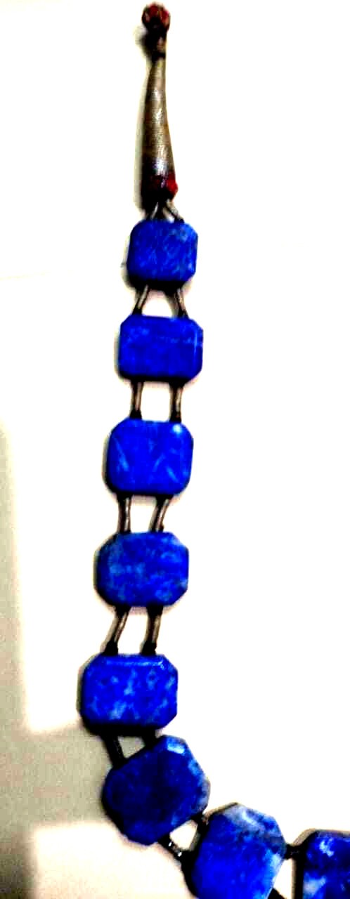 VINTAGE RARE ANTIQUE LAPIS LAZULI OPAQUE BLUE STONE CUT POLISHED 15 NO NECKLESS