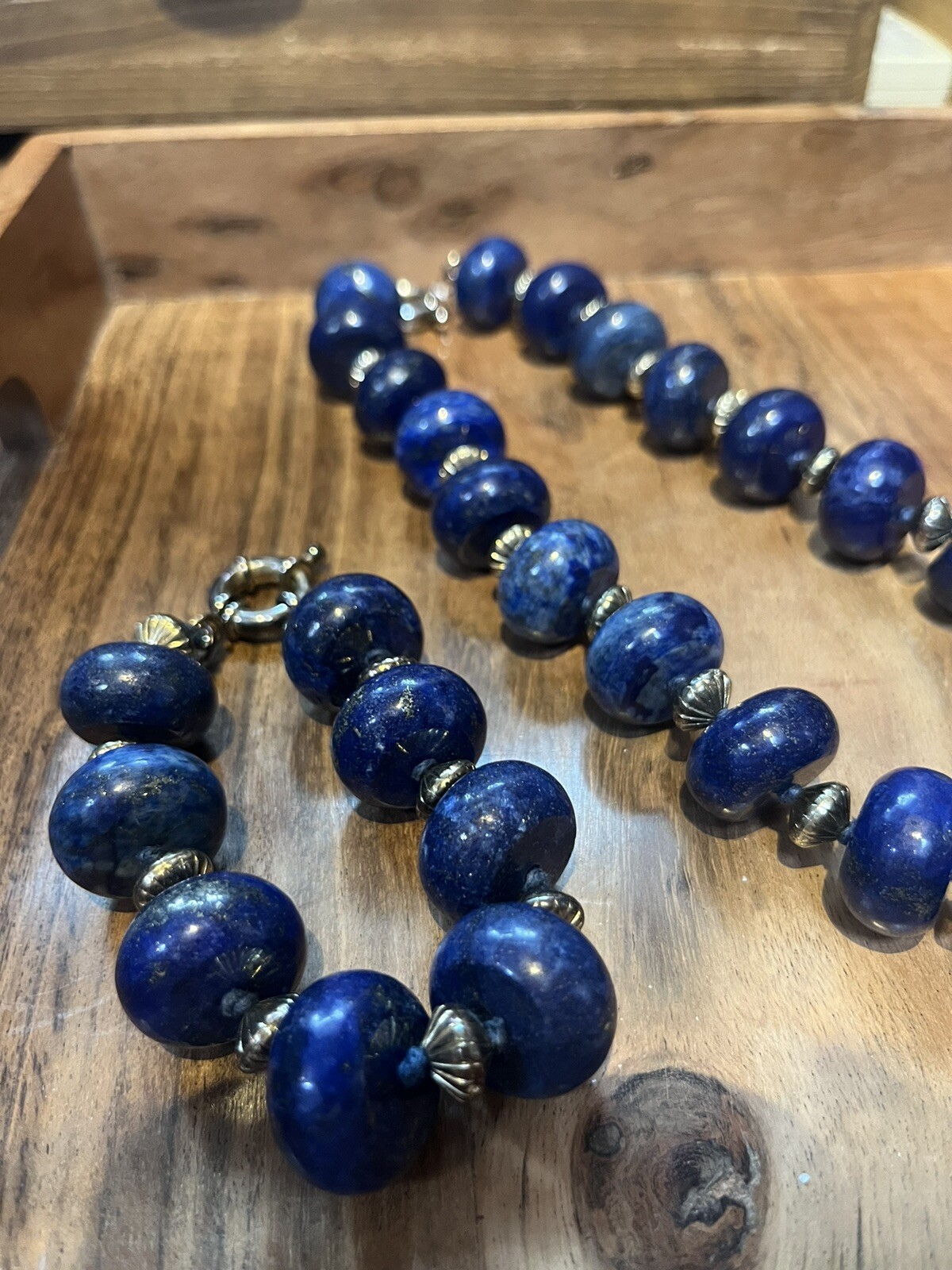 Vintage South Western Sterling and Lapis Necklace And Bracelet Set