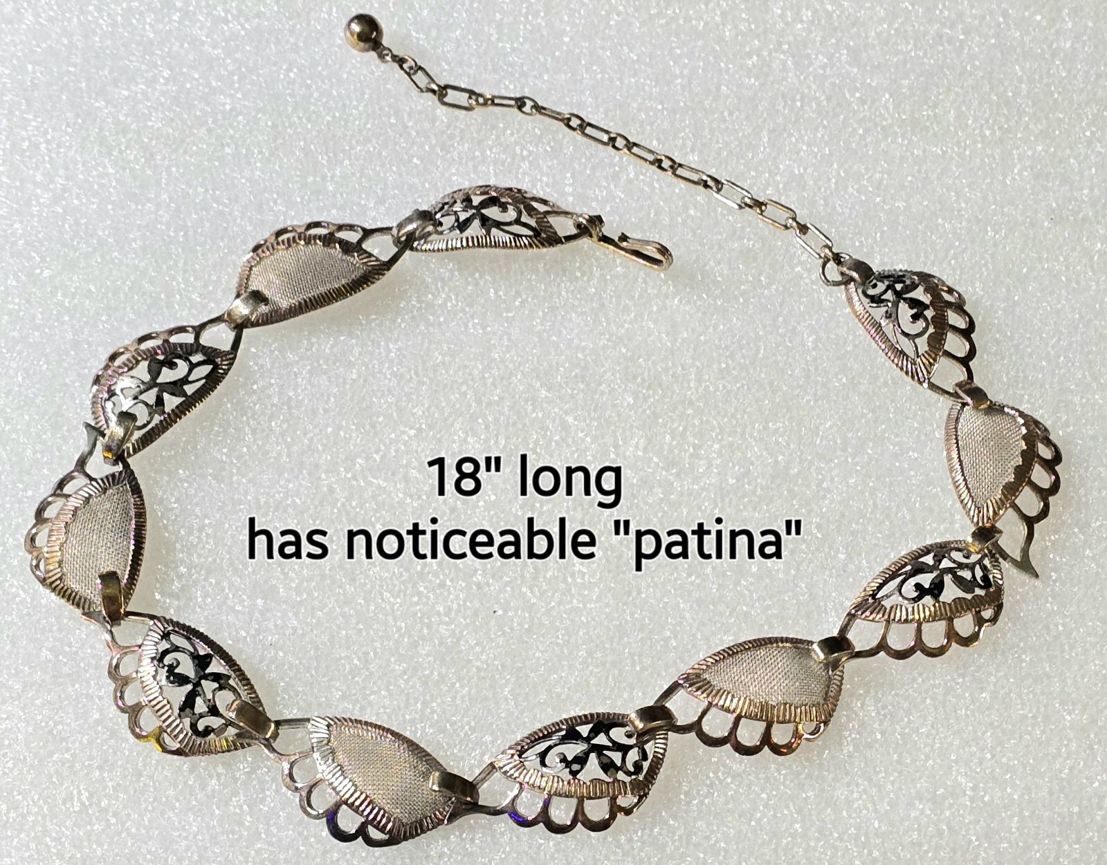 Vintage Patina’d Links With Hook Clasp Necklace 18″ Long