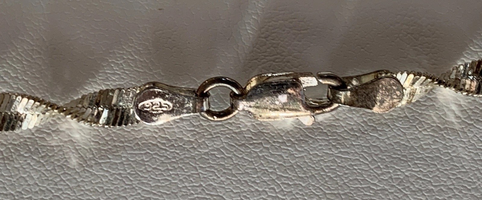 Vintage Sterling Silver 925 Twisted Herringbone Necklace Marked Italy 19 3/4”