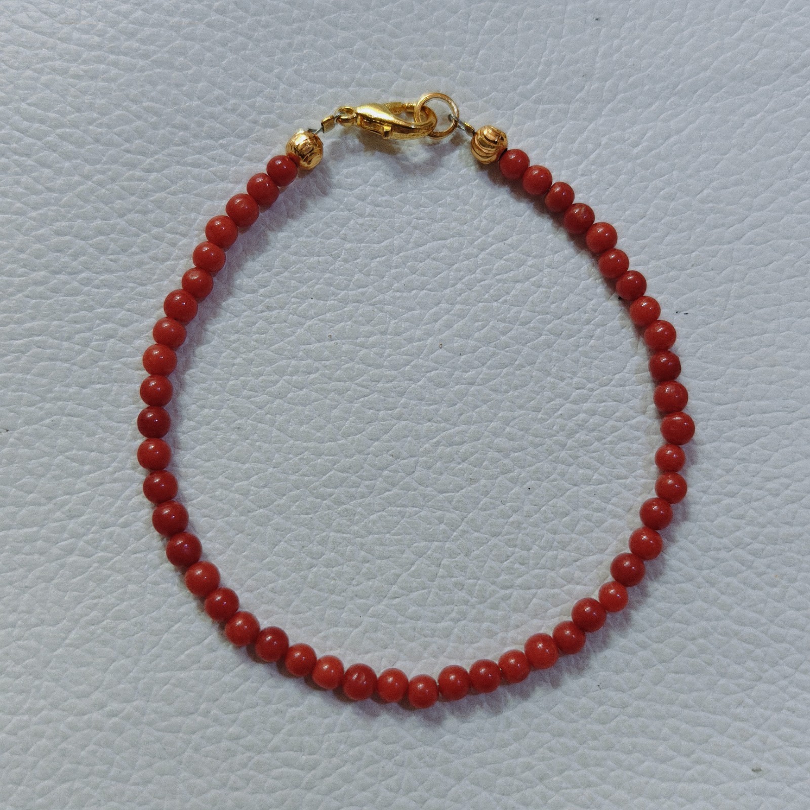 Natural Red Coral Beads Bracelet Italy Coral Bracelet Handmade Gemstone Jewelry