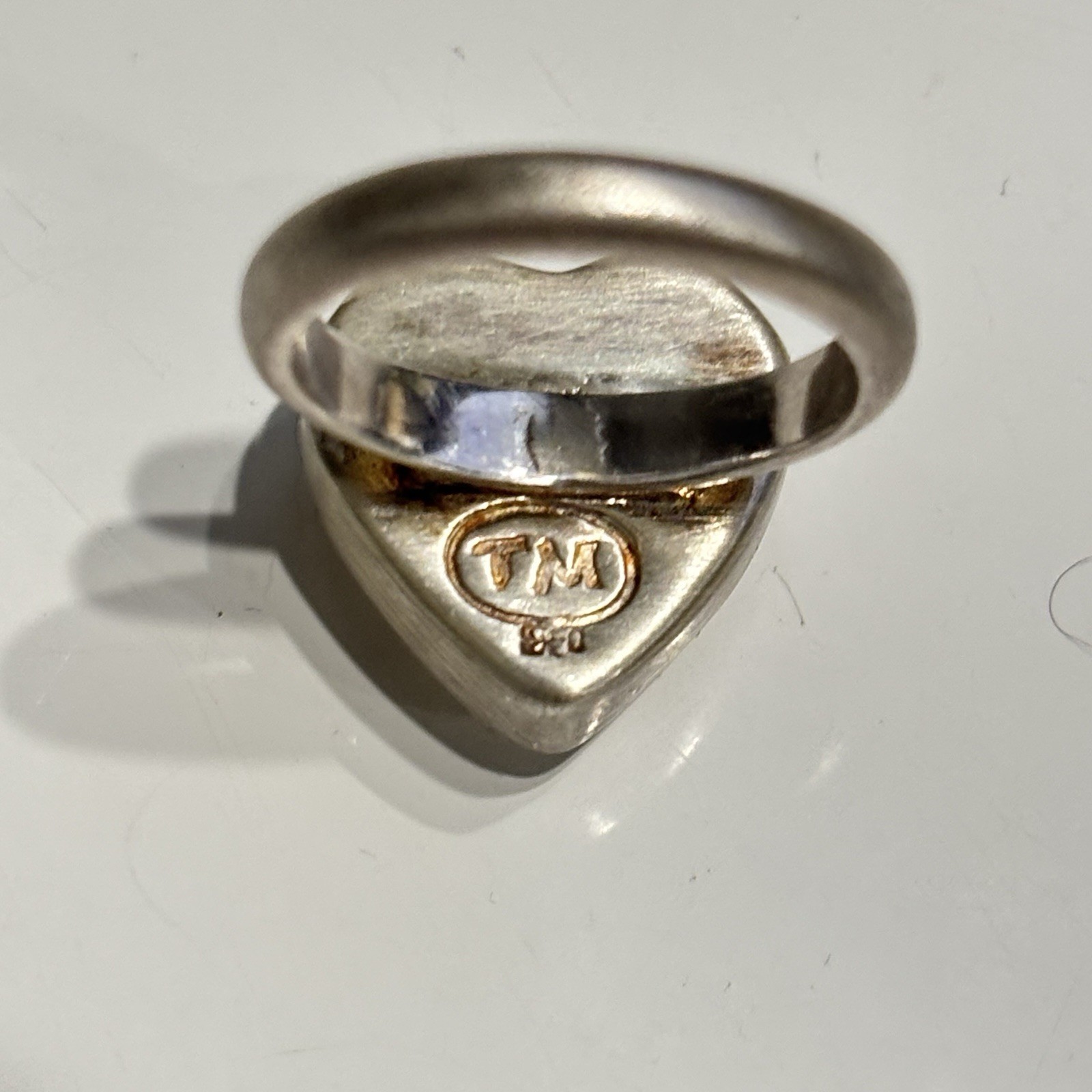 Vintage Brutalist TM 950 Sterling Silver Raw Geode Druzy Crystal Ring 8.5