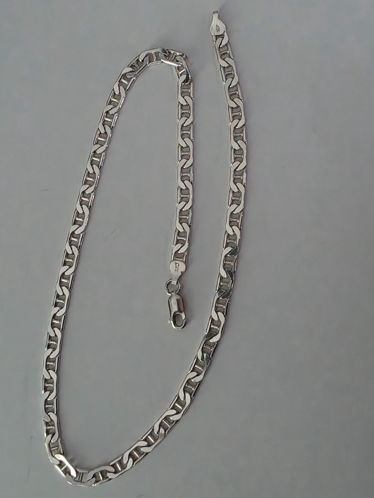 Vintage 925 Italy Sterling Silver Anchor Mariner Chain Necklace 18” 6.6 mm 25g