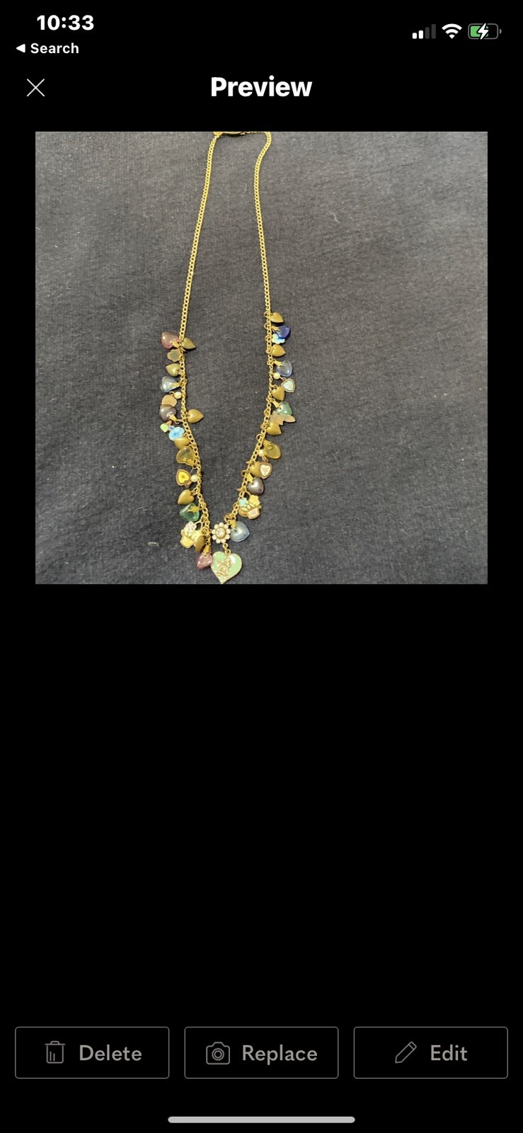 Vintage Glass Works Studio Glass & Brass Charms in Multi Colors Necklace 24″